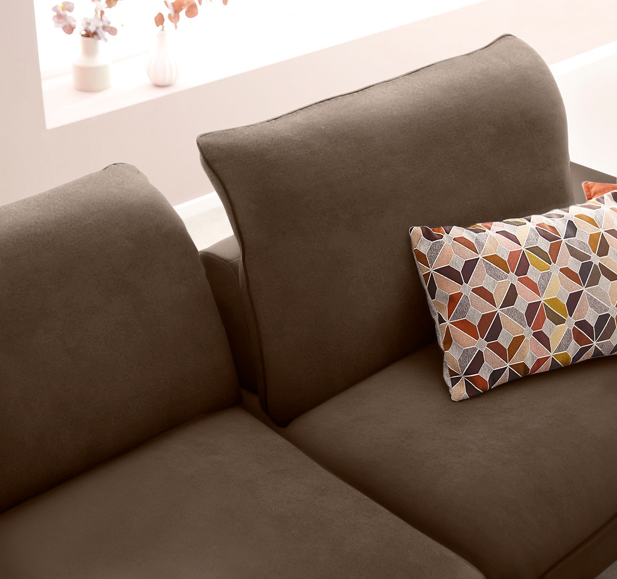 W.SCHILLIG Ecksofa »enjoy&MORE, Designsofa, elegant und bequem, L-Form« mit Sitztiefenverstellung, Füße Chrom glänzend, Breite 294 cm