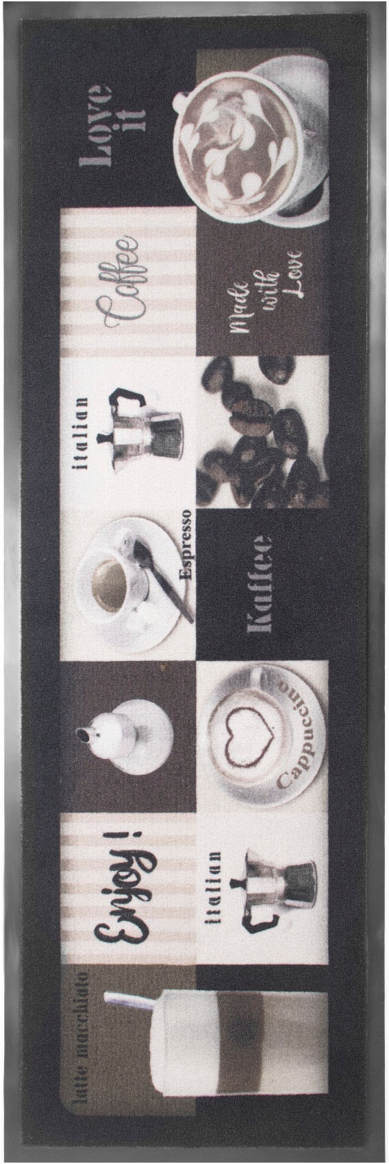 Primaflor-Ideen in Textil Küchenläufer »ENJOY COFFEE«, rechteckig, Motiv Kaffee, mit Schriftzug, 50x150 cm, rutschhemmend, waschbar