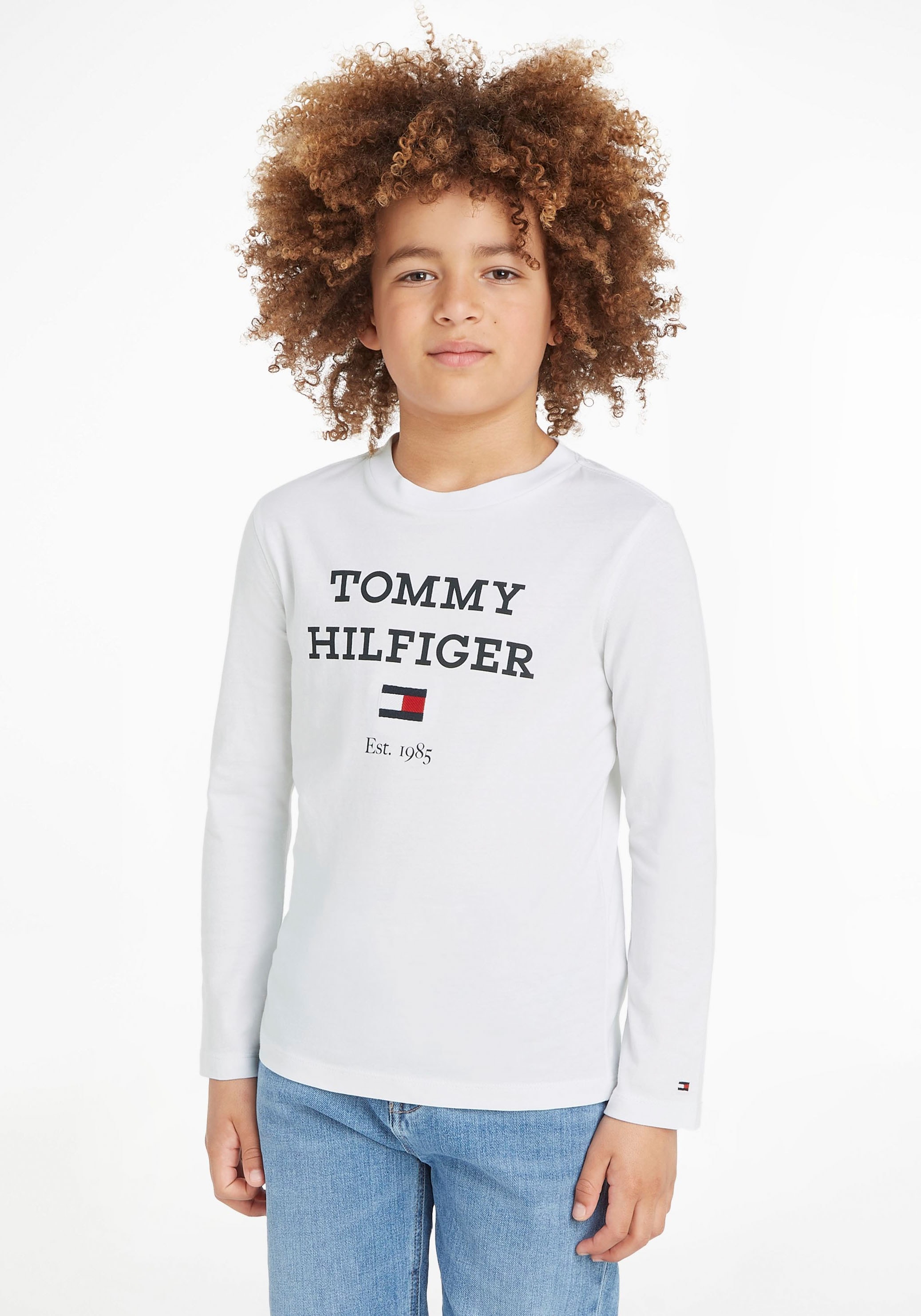 L/S«, Langarmshirt großem mit der Hilfiger Brust Tommy TEE »TH Logo auf LOGO kaufen online