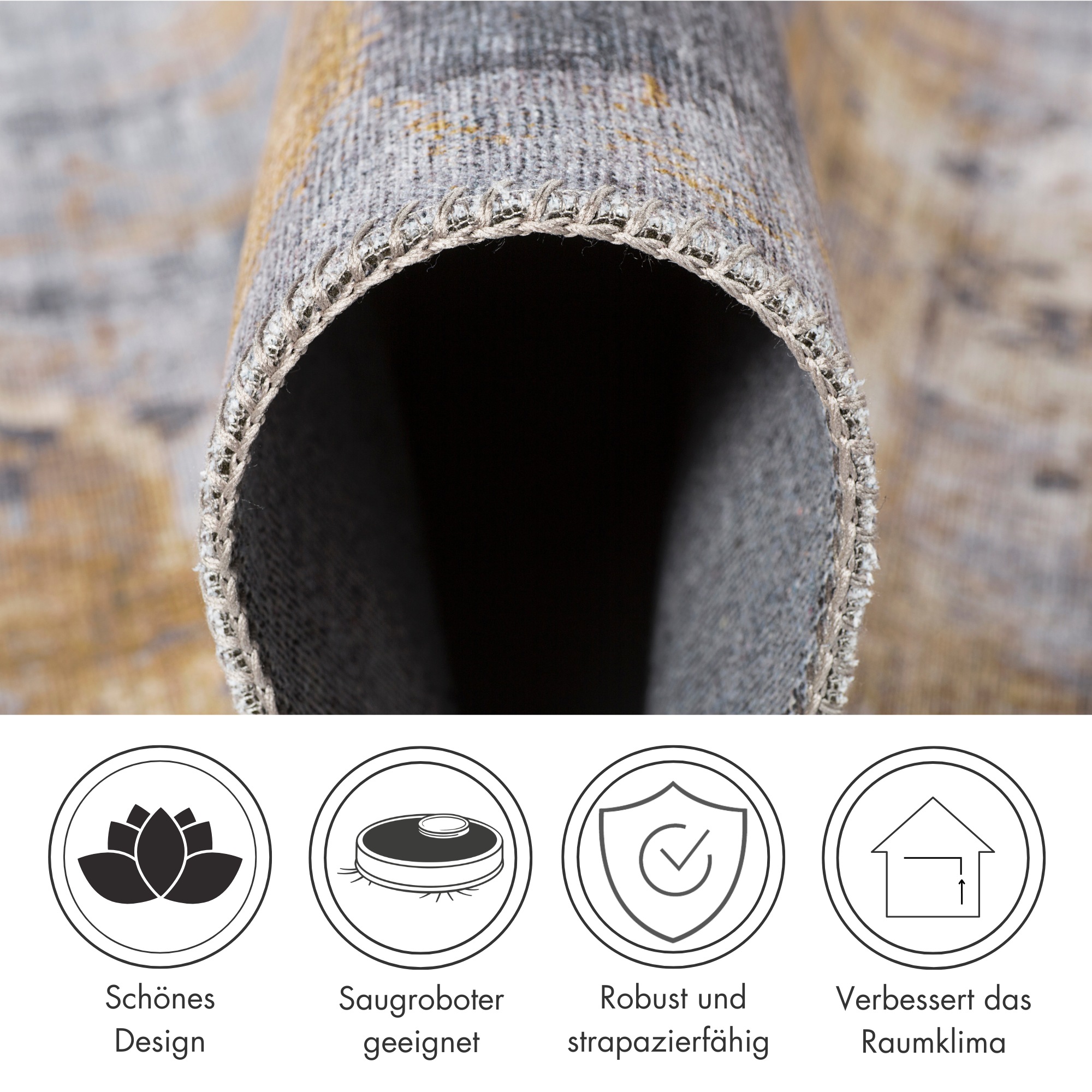 LUXOR living Teppich »Prima«, rund, 7 mm Höhe, Kurzflor, bedruckt, modernes Design
