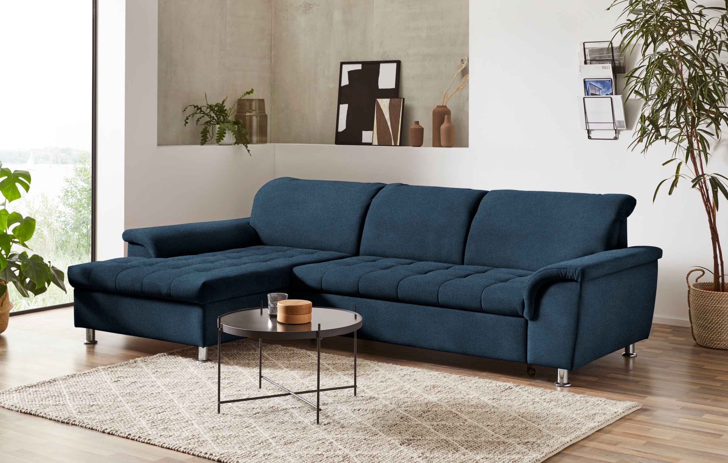 DOMO collection Ecksofa »Franzi, zeitlos und elegant, moderne Sitzheftung, günstig online kaufen