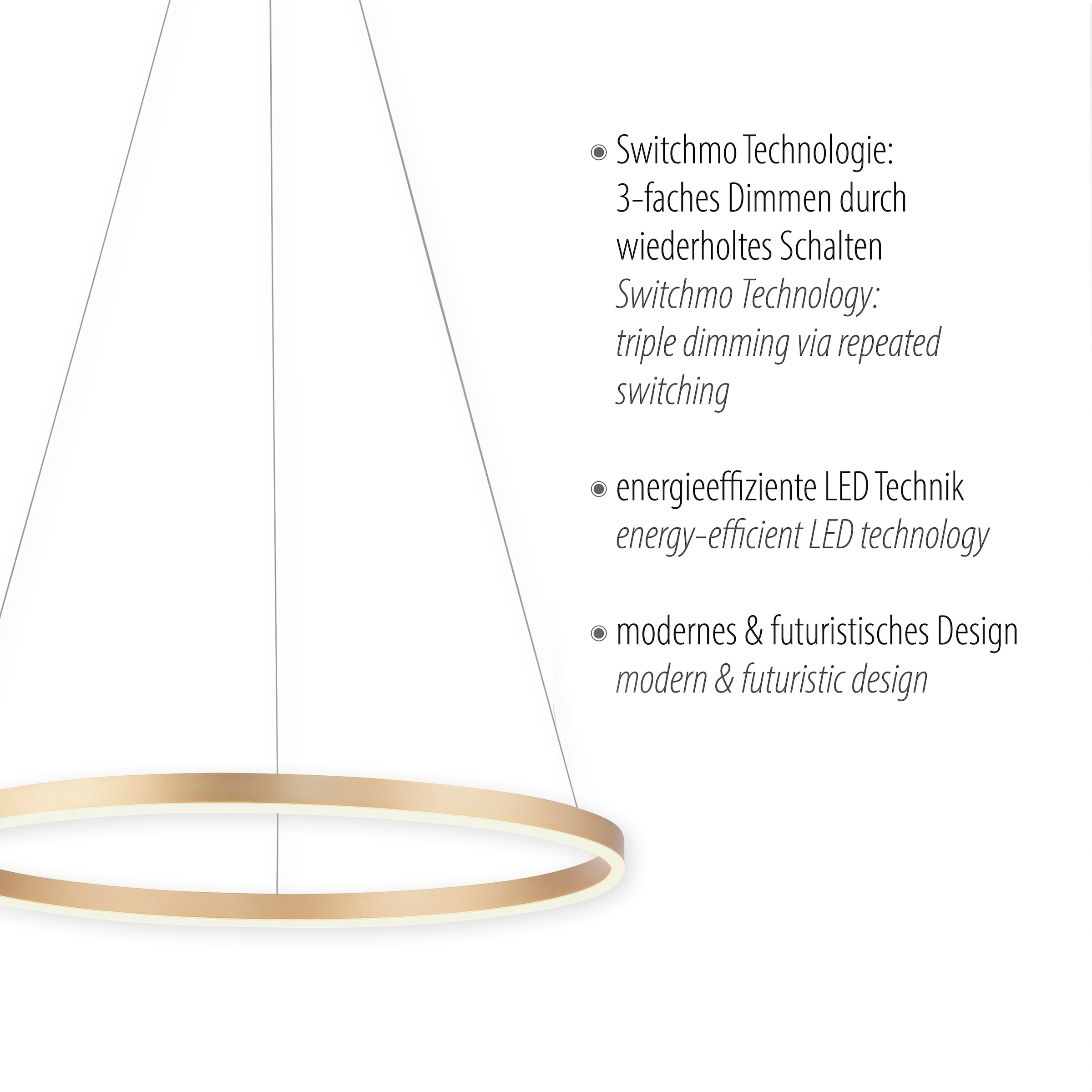 JUST LIGHT Pendelleuchte »RITUS« LED-Board 1 Stk. Warmweiß LED, dimmbar, Switchmo