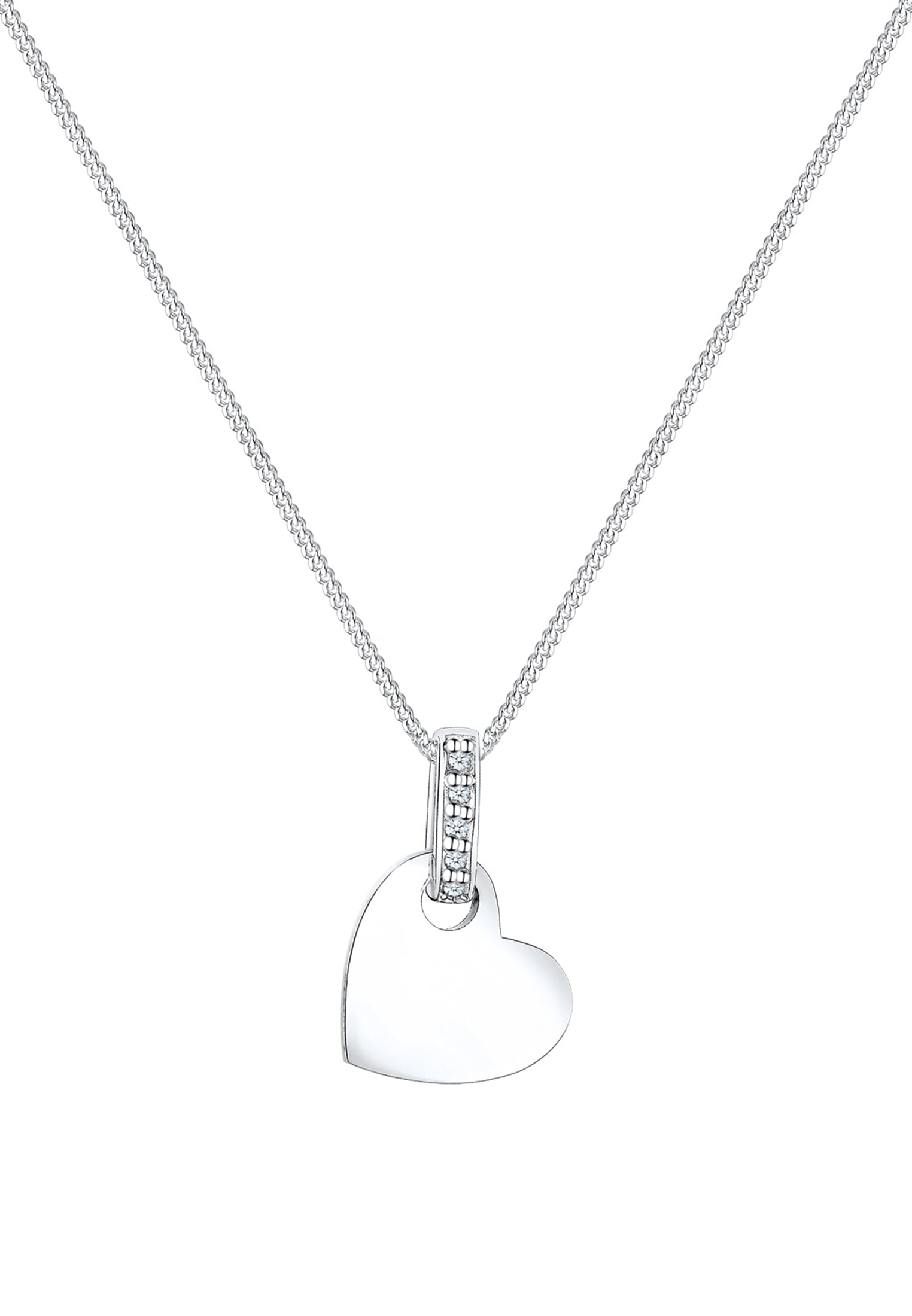 Elli DIAMONDS Collierkettchen »Herz Liebe Diamant (0.025 ct.) 925 Silber«