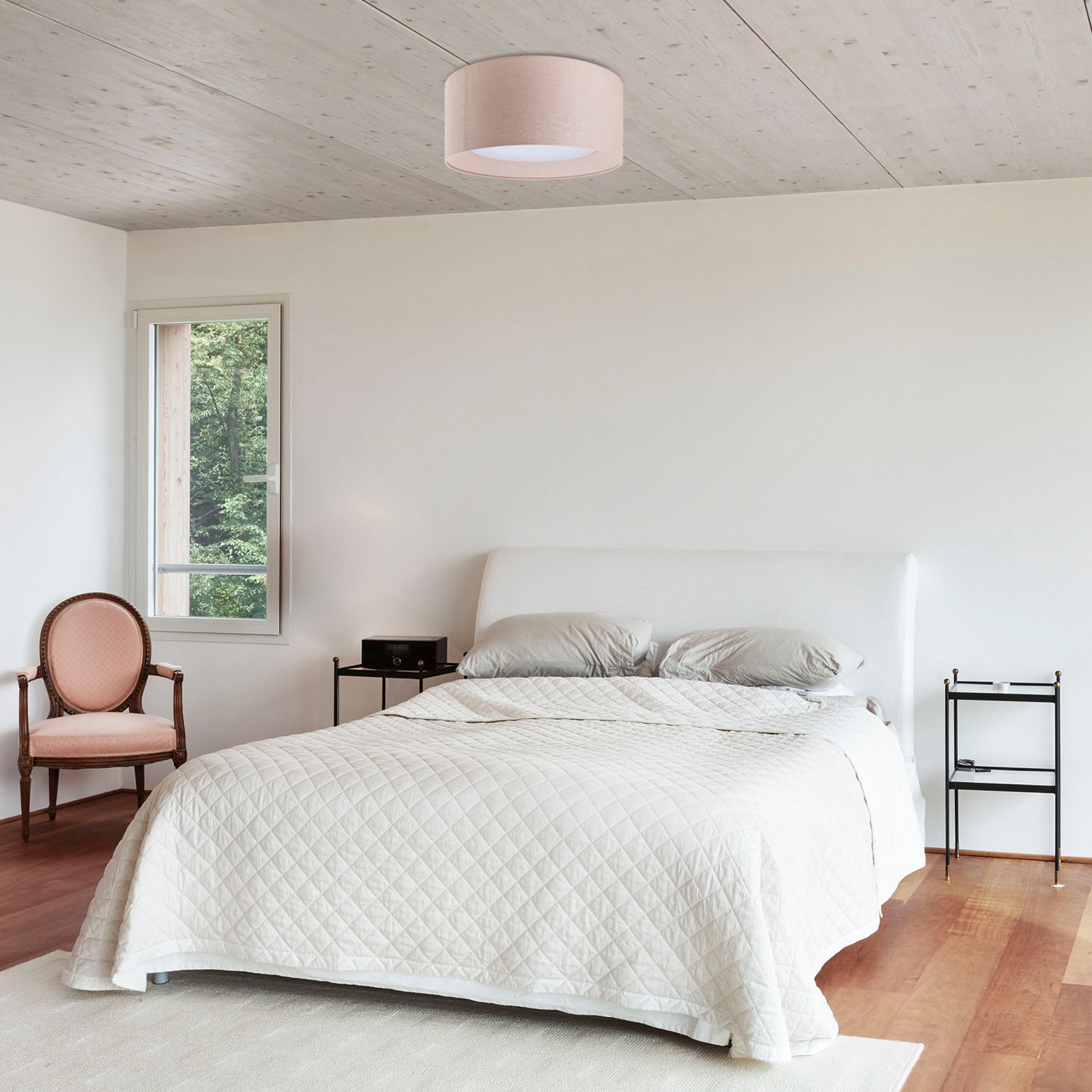 Paco Home Deckenleuchte »DRUM« E27 Rund Arbeitszimmer Textilschirm 3 x E27 Modern Geschlossen Uni