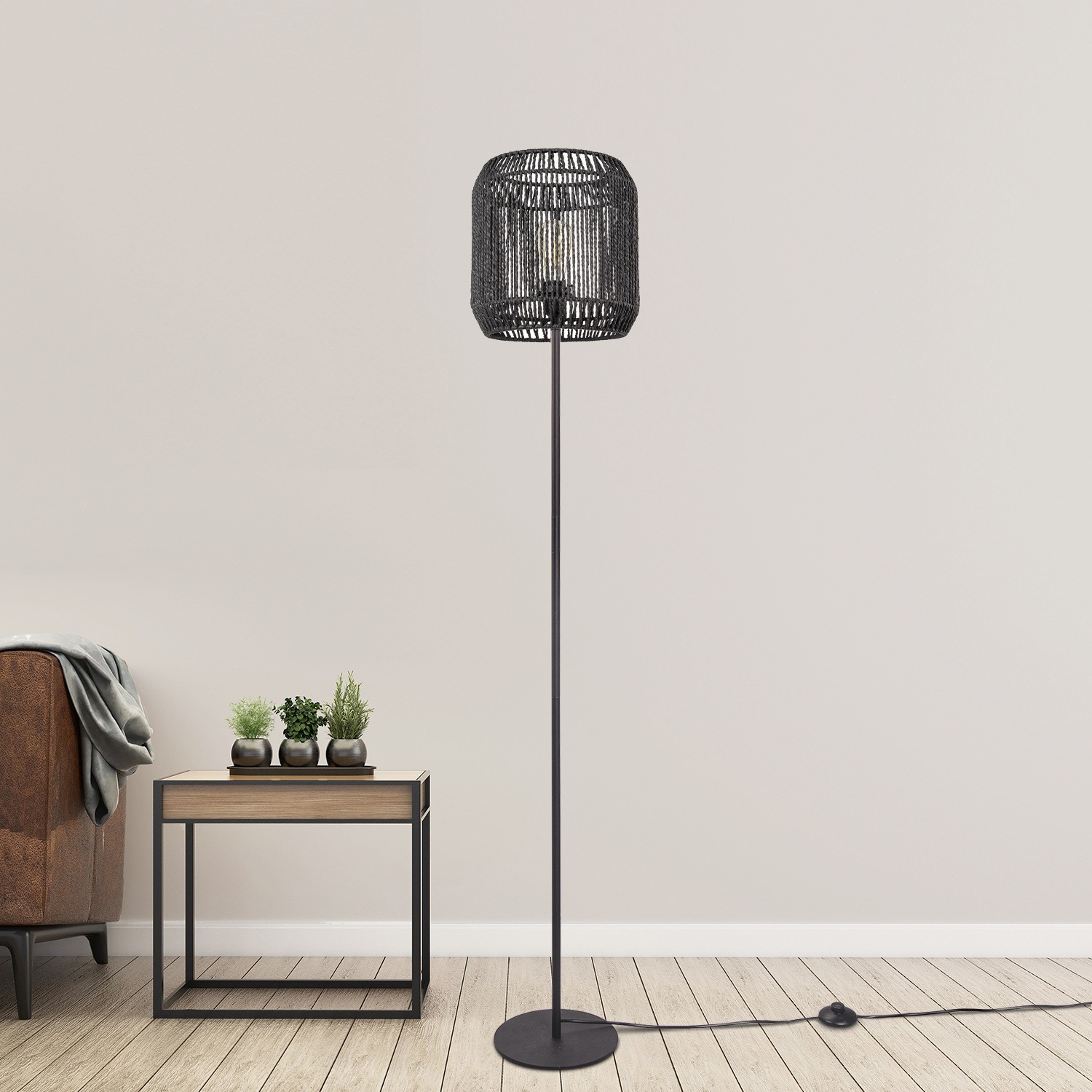 Paco Home Stehlampe »Pedro«, 1 flammig, Leuchtmittel E27 | ohne Leuchtmittel, moderne LED Lampe in Boho Optik, Wohnzimmer, Schlafzimmer, Fassung E27