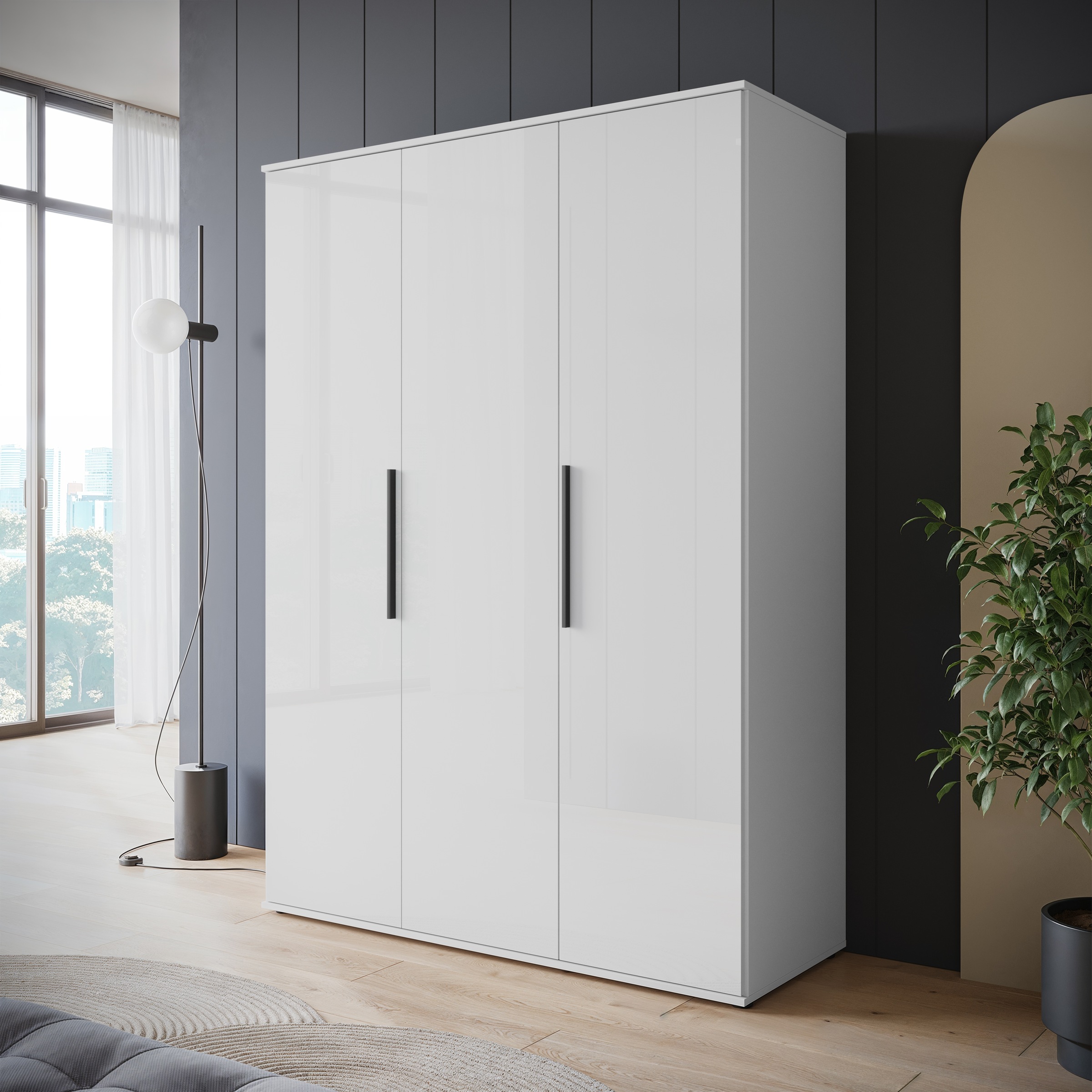 INOSIGN Kleiderschrank »LAGOS Wäscheschrank, Garderobe, schwarze Griffe, Made in Europe«, Moderner Drehtürenschrank, FSC-zertifiziert, Schlafzimmerschrank