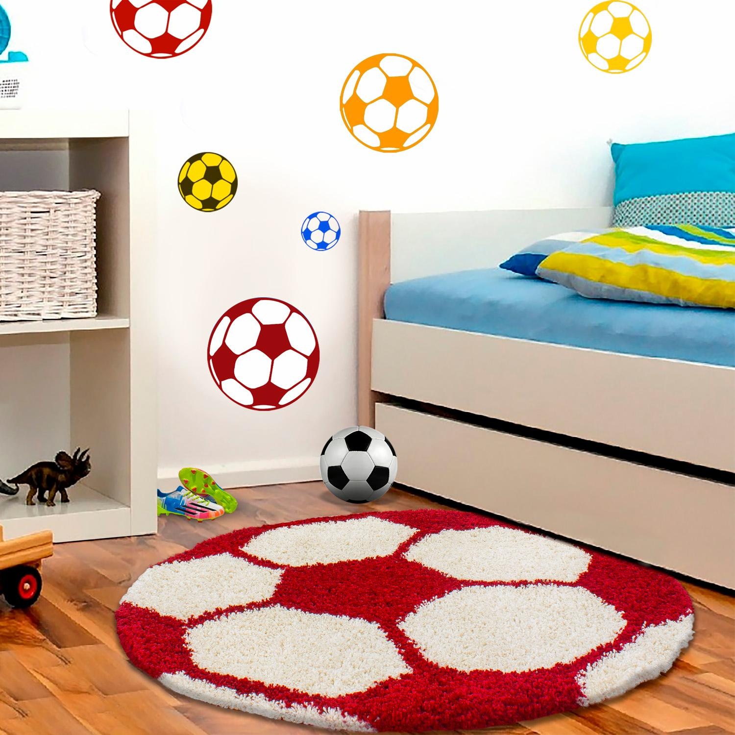 Ayyildiz Teppiche Kinderteppich »Fun 6001«, rund, 30 mm Höhe, Fußball Desig günstig online kaufen