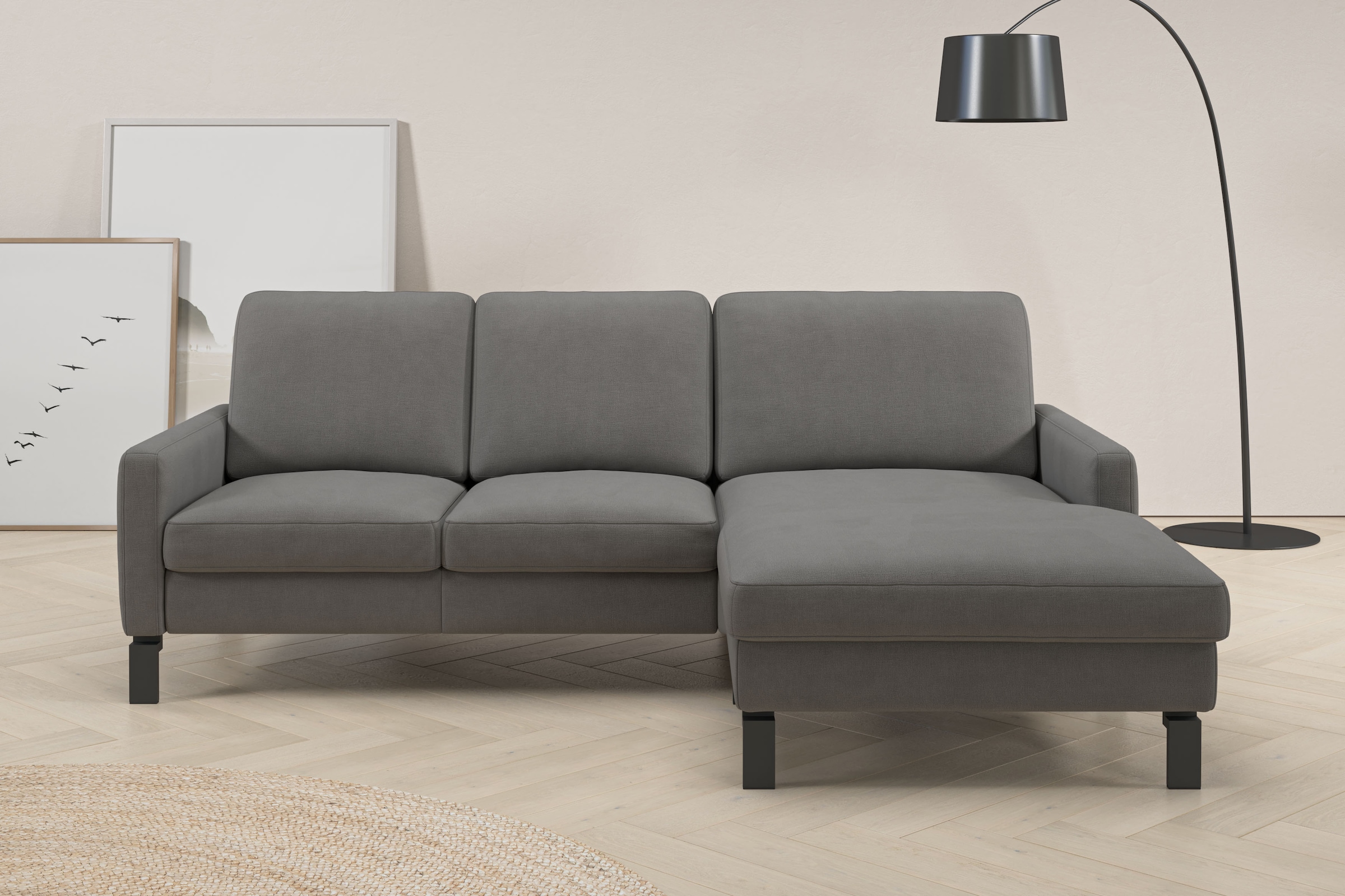 Home affaire Ecksofa »Lecce, L-Form, Federkernpolsterung, Breite 224 cm« inkl. saugroboterfreundliche Höhe & schmale Armlehnen