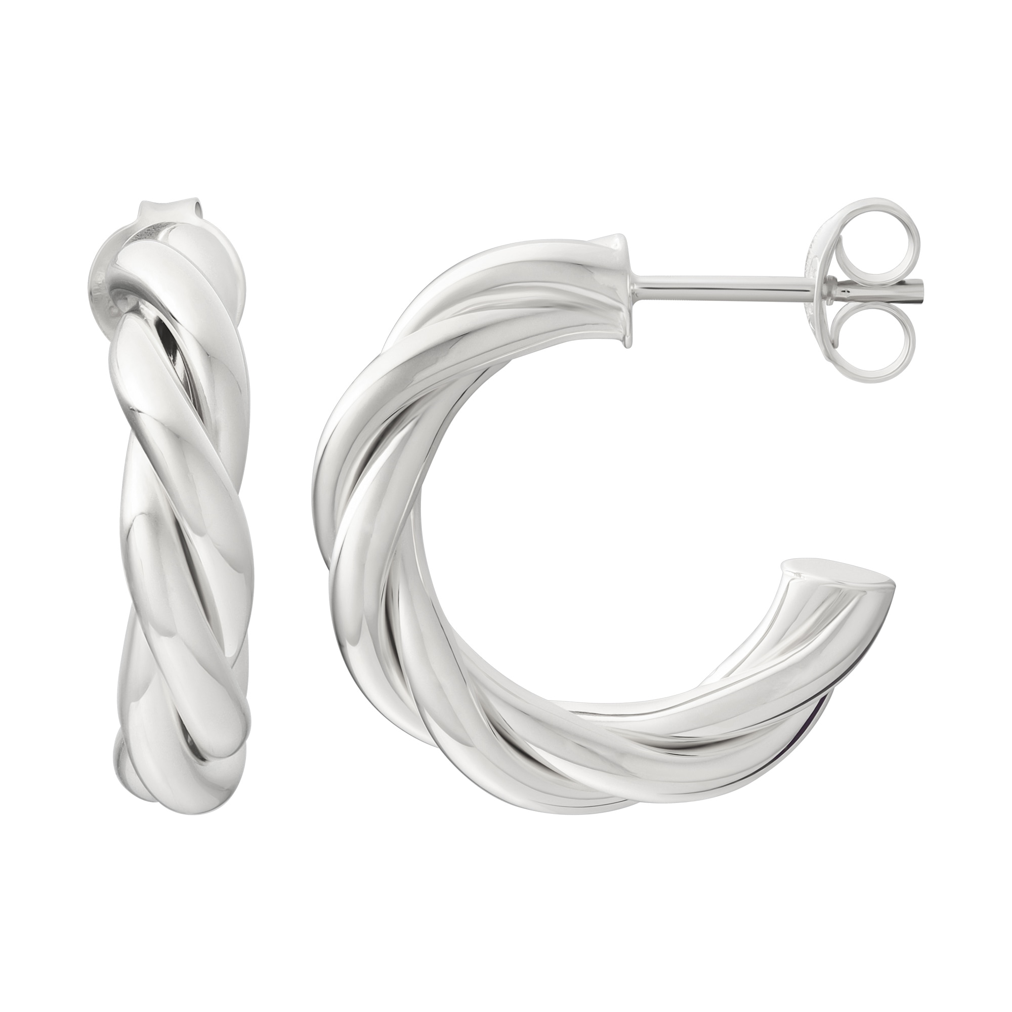 CAÏ Paar Creolen »925 Sterling Silber rhodiniert twisted medium«