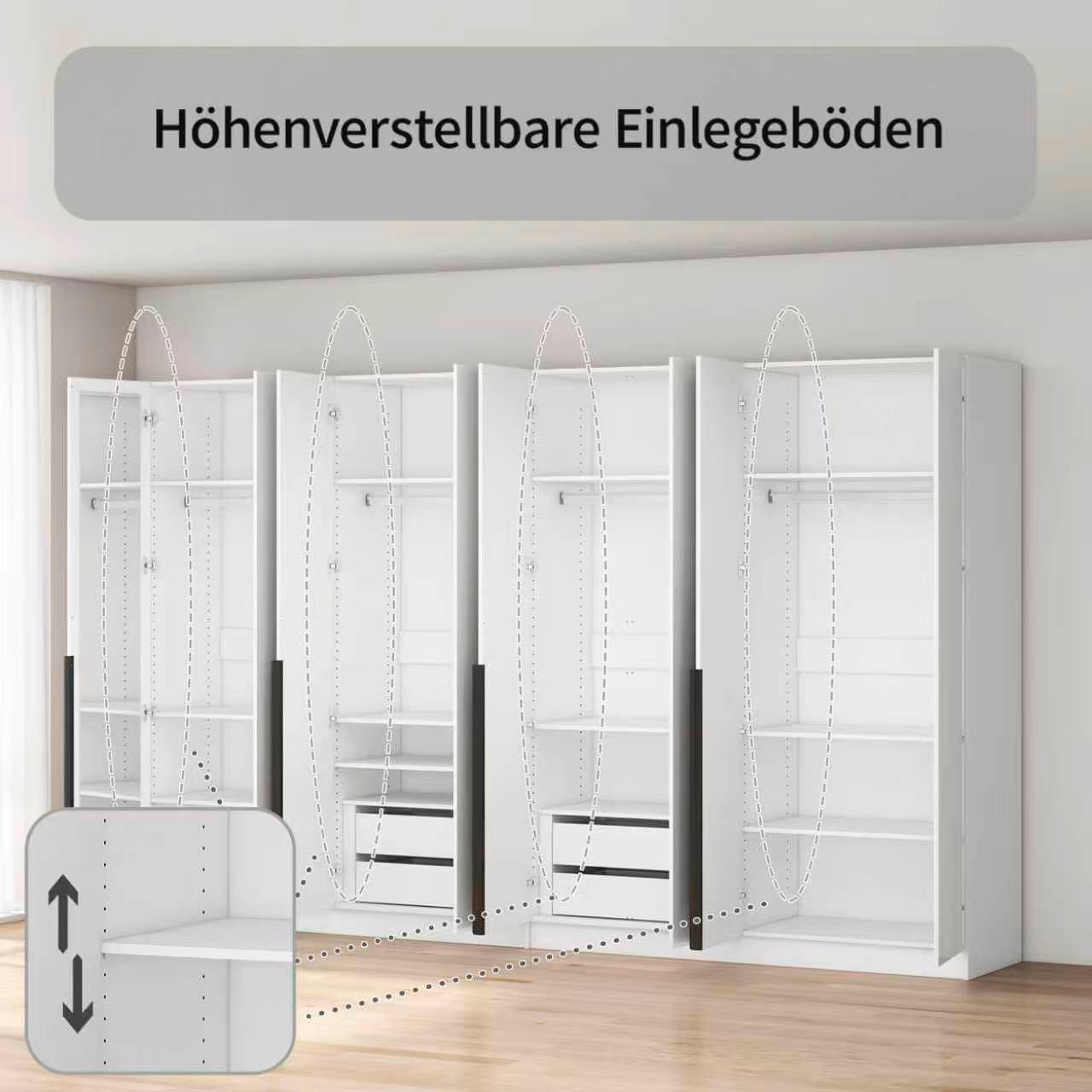 OTTO home Kleiderschrank »Annor Schlafzimmerschrank Breite 323 cm hochglanz Schrank Garderobe« Drehtürenschrank mit perfekter Innenausstattung - elegante Türgriffe