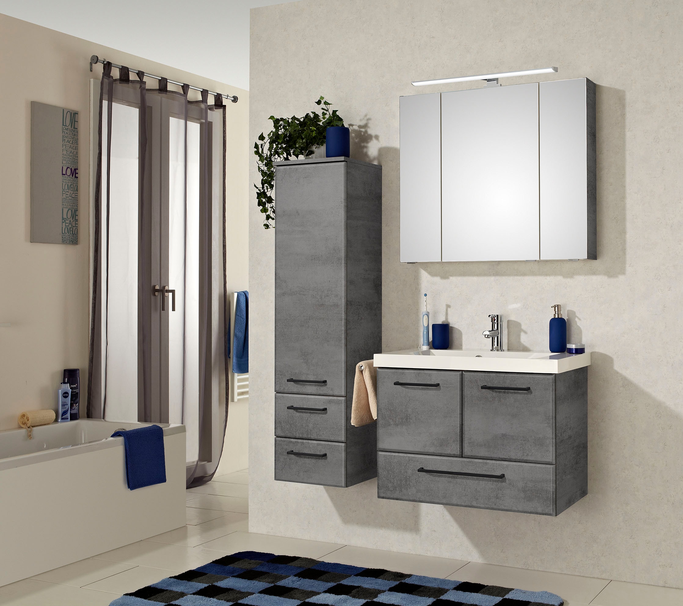 Saphir Badmöbel-Set »Quickset 945 3-teilig, Mineralmarmor-Waschtisch mit LE günstig online kaufen