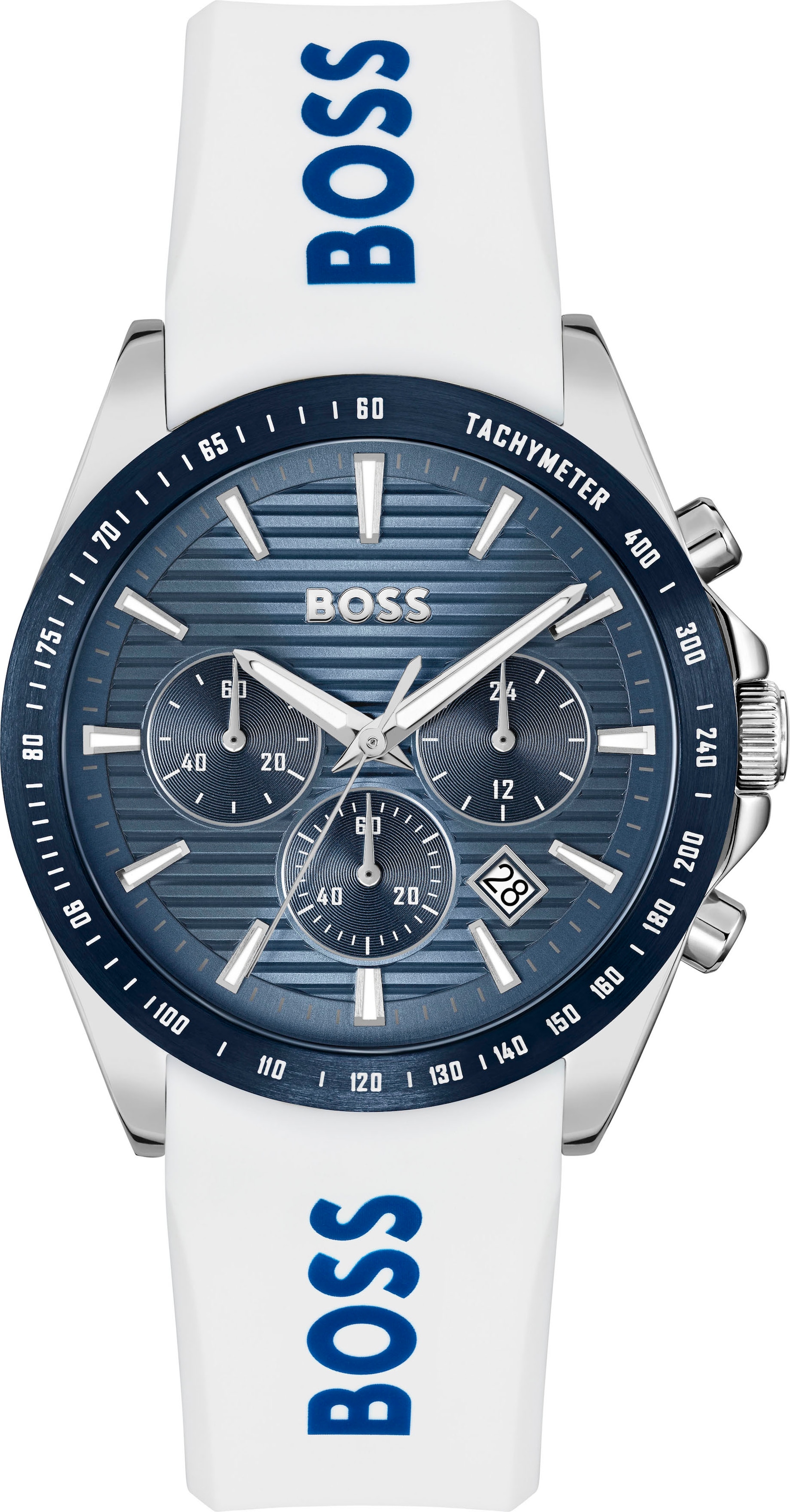 BOSS Chronograph »STRIKE CHRONO« Quarzuhr, Armbanduhr, Herrenuhr, Silikonarmband, analog, Tag