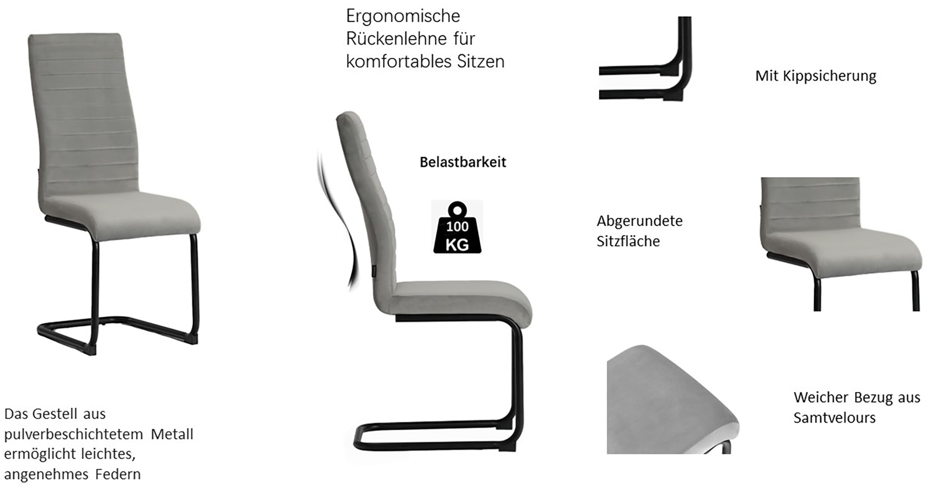 Home affaire Essgruppe »Elbach Ausziehtisch«, (Set, 5 tlg.), ausziehbar 120-160 cm, Hochglanz, Tischgruppe Freischwinger
