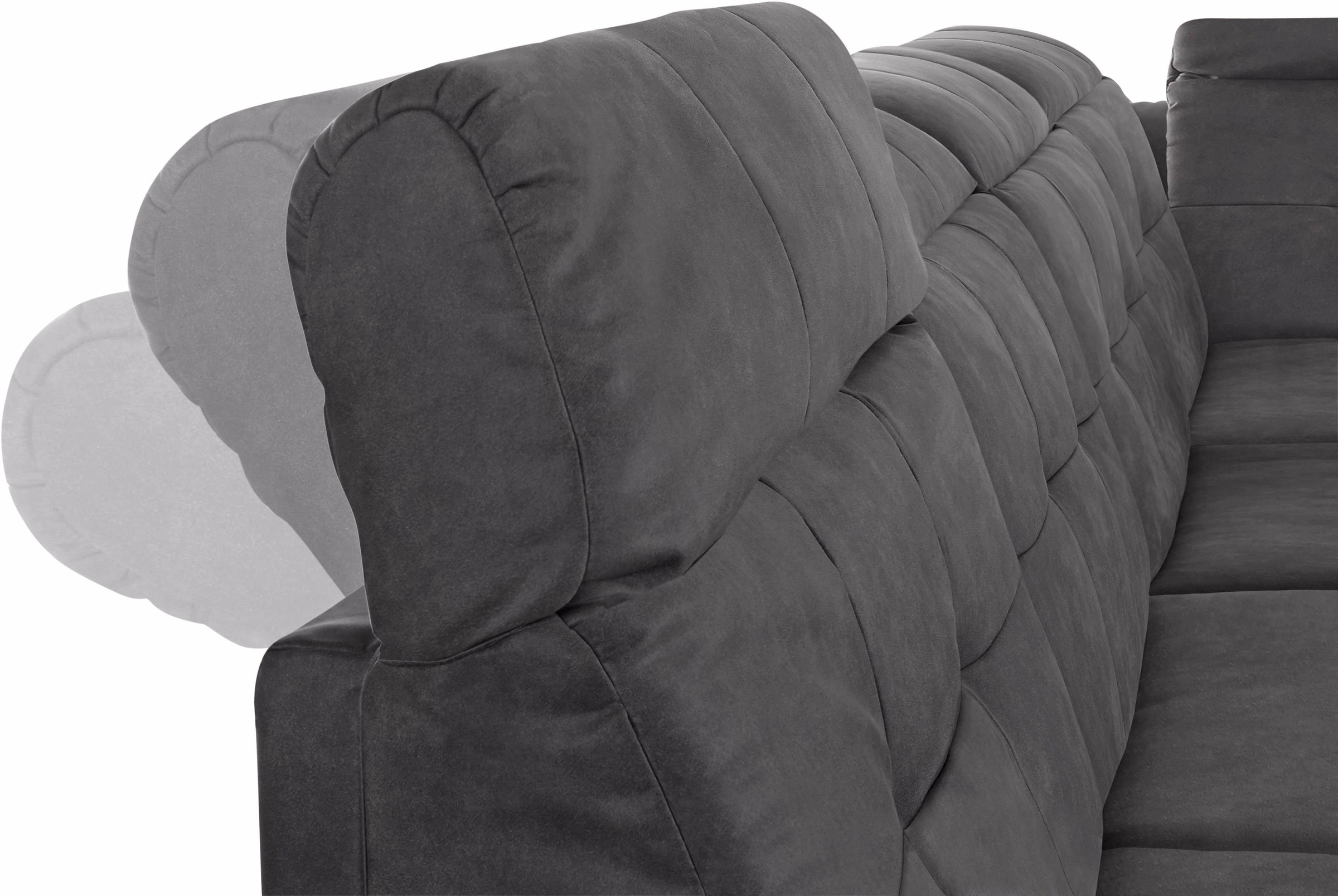 Places of Style Wohnlandschaft »Manhattan U-Form«, 2 Sitze mit elektrischer Relaxfunktion, verstellbare Armlehnen