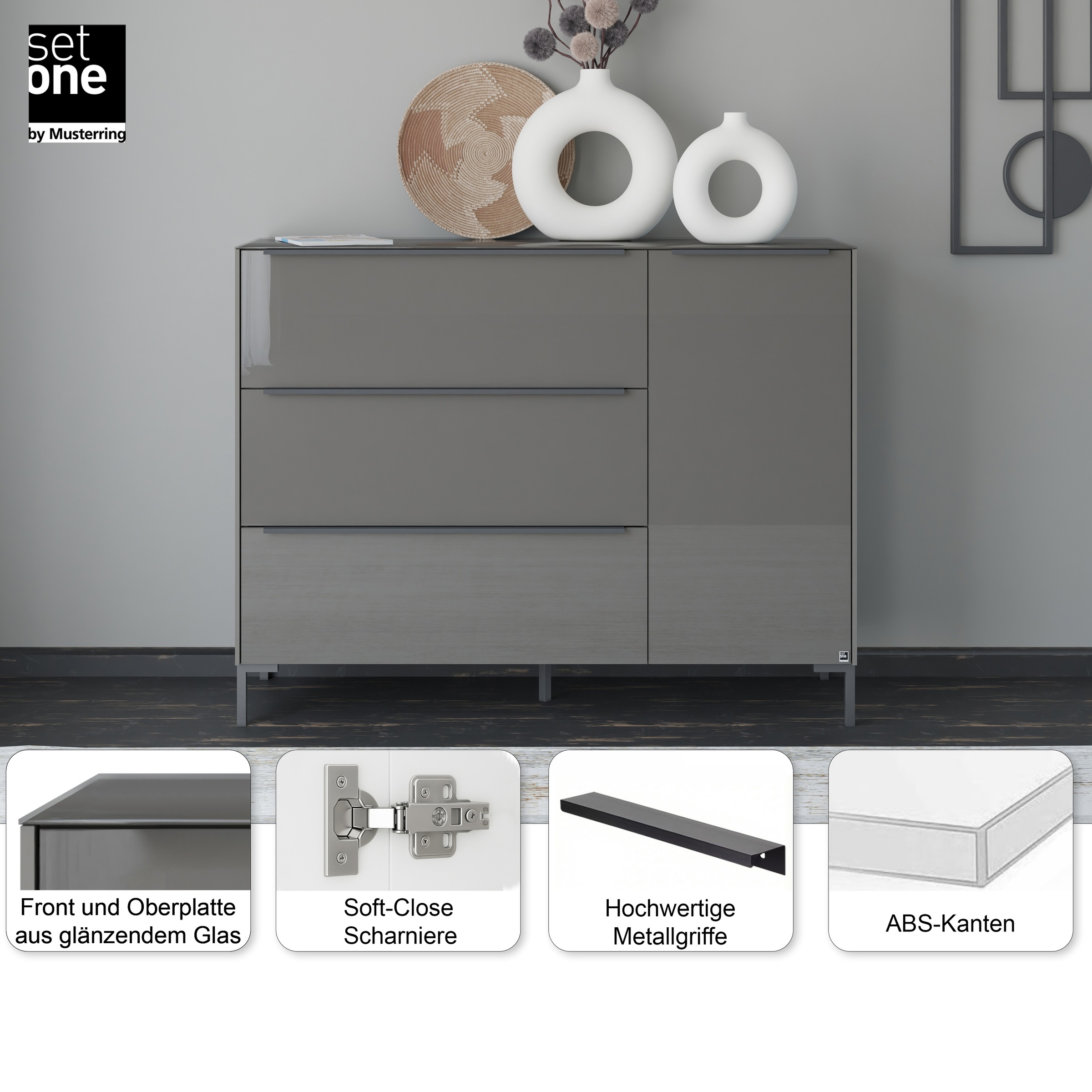 set one by Musterring Sideboard »Reno« 1 Stk. tlg. Mit Winkelfuß in diversen Farben, 108 cm Höhe & Farbauswahl