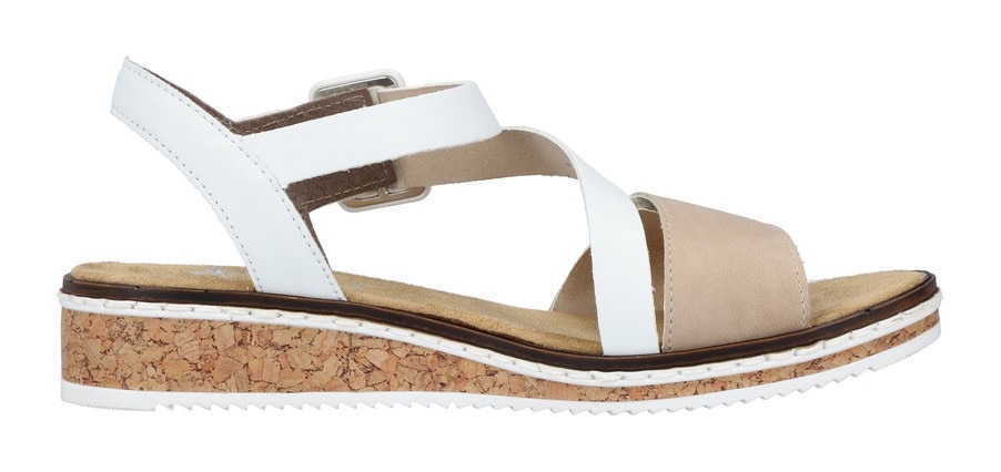 Rieker Riemchensandale, Sommerschuh, Sandalette, Keilabsatz, mit asymmetrischem Riemchen