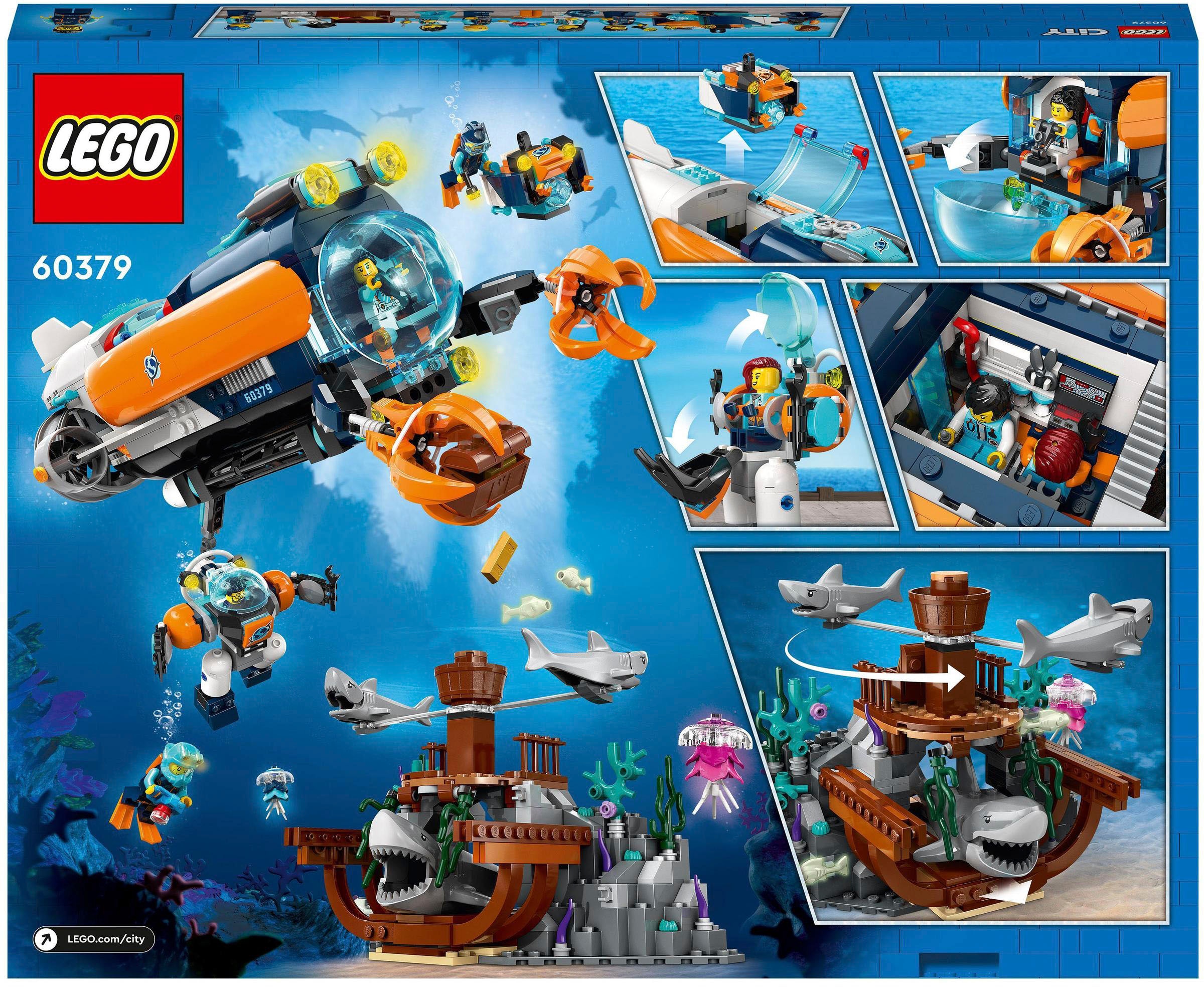 LEGO® Konstruktionsspielsteine »Forscher-U-Boot (60379), LEGO® City«, (842 St.), Made in Europe