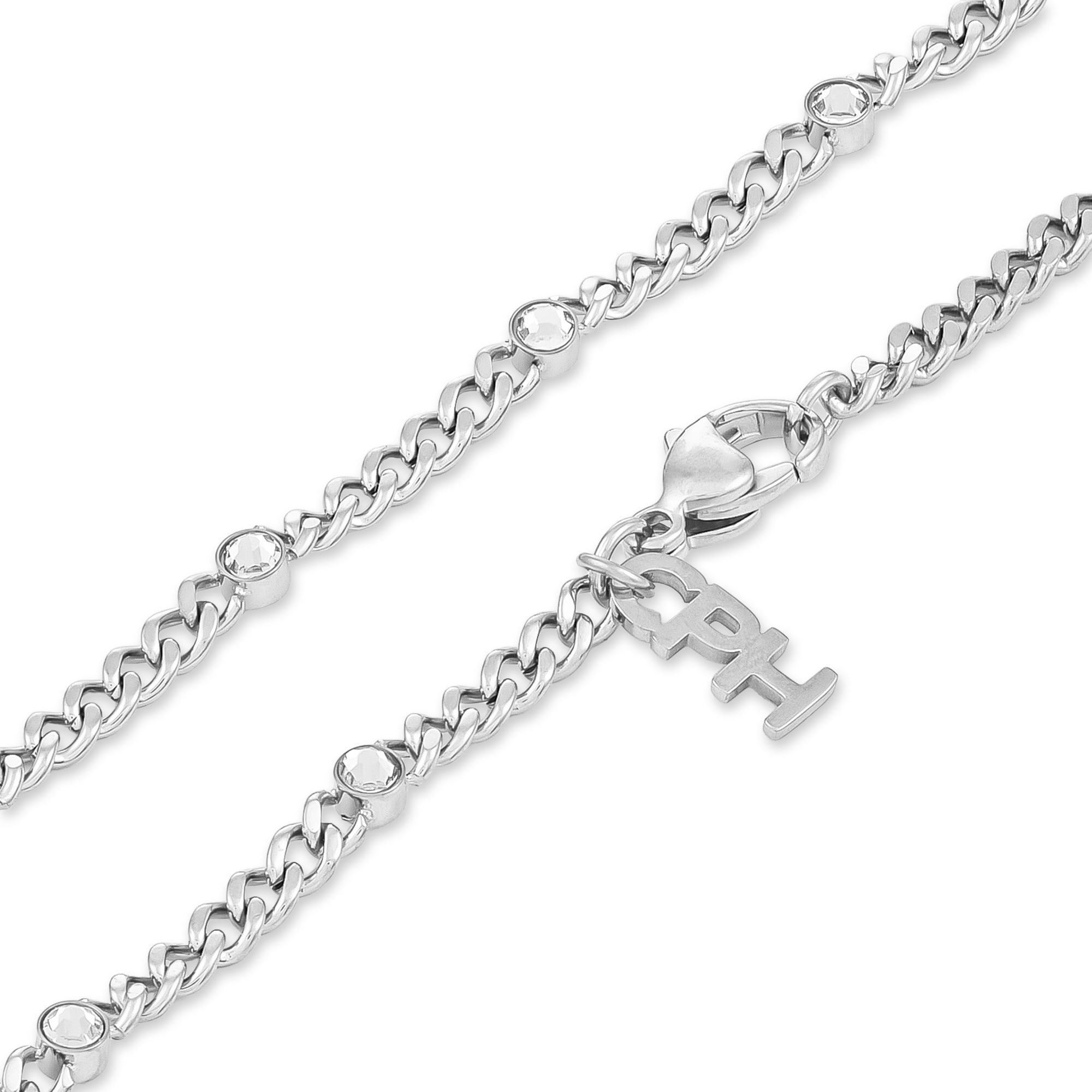 Copenhagen Studios Edelstahlkette »Schmuck Geschenk Halskette Glittery Cuban« mit Strassstein