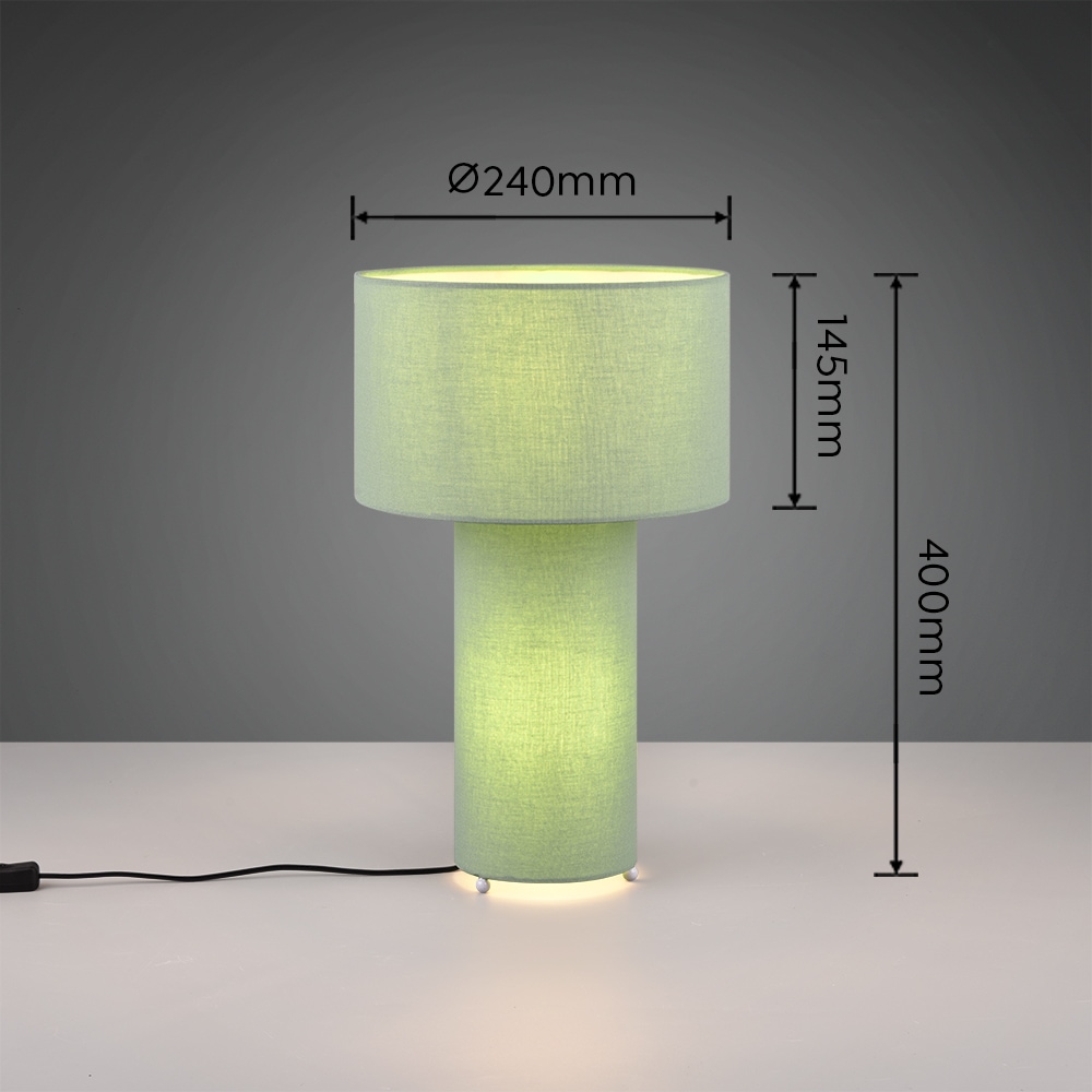 TRIO Leuchten Schreibtischlampe »BALE, Nachttischlampe Stoff exkl 2xE27 max 10W mit Schnurschalter«, 2 flammig, Leuchtmittel E27 | Leuchtmittel wechselbar, Beleuchtung im Fuß und im Lampenschirm, Höhe 40cm Ø24cm Tischleuchte