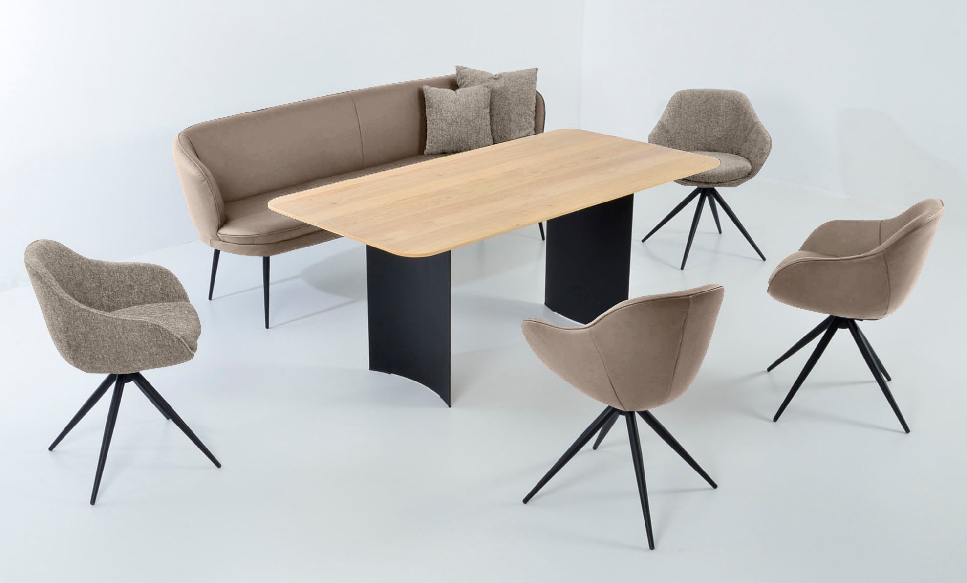 K+W Komfort & Wohnen Essgruppe »ZOOM« abgerundete Essgruppe in Materialmix, günstig online kaufen