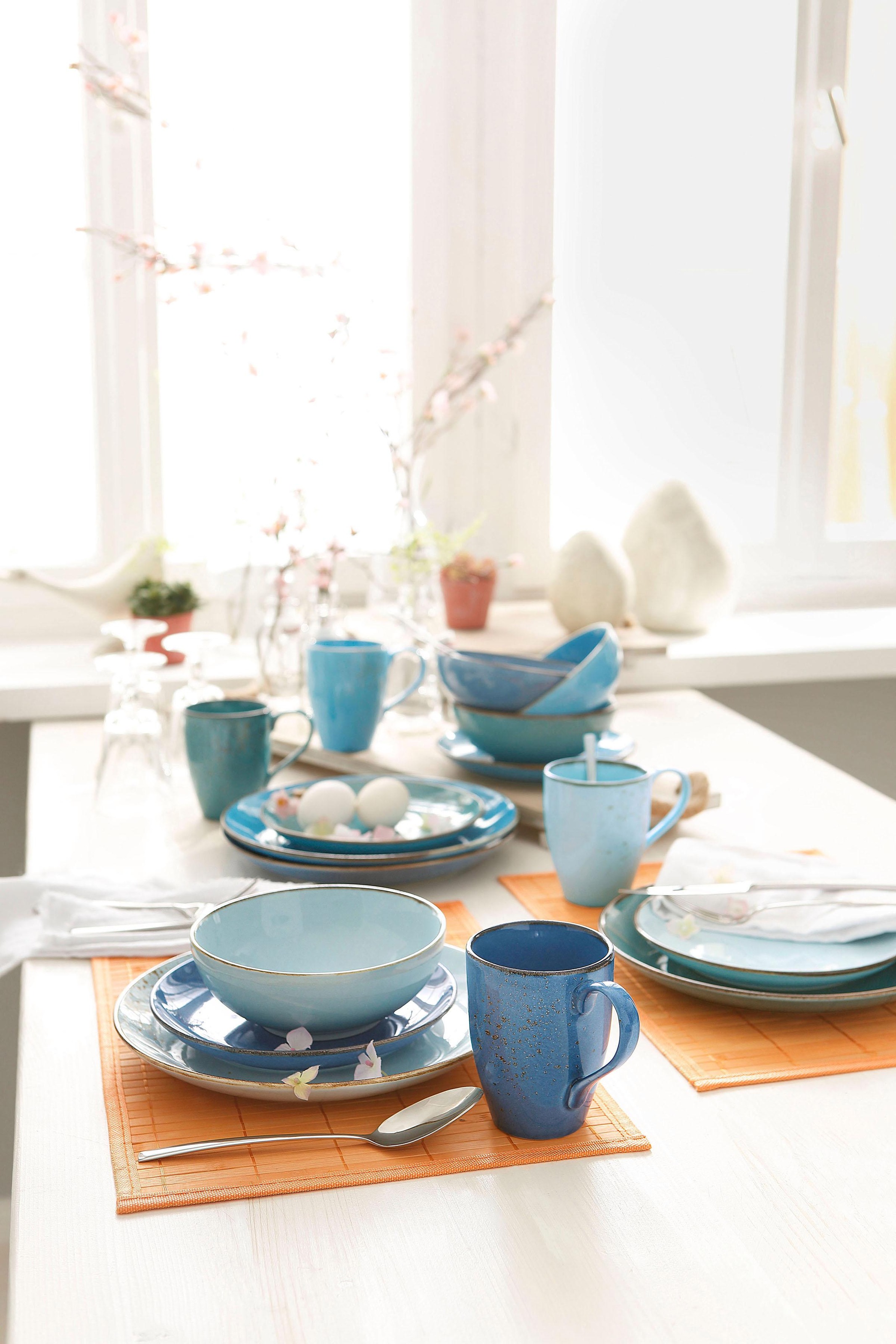 CreaTable Kombiservice Nature Collection Aqua blau Keramik 16 tlg. günstig online kaufen