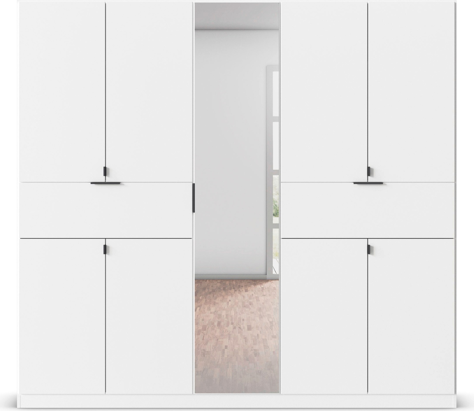 rauch Drehtürenschrank »Kleiderschrank Schrank Garderobe Wäscheschrank TICAO«, (Schubladen in der Höhe variabel positionierbar), mit 2 geräumigen Schubladen, viel Stauraum MADE IN GERMANY