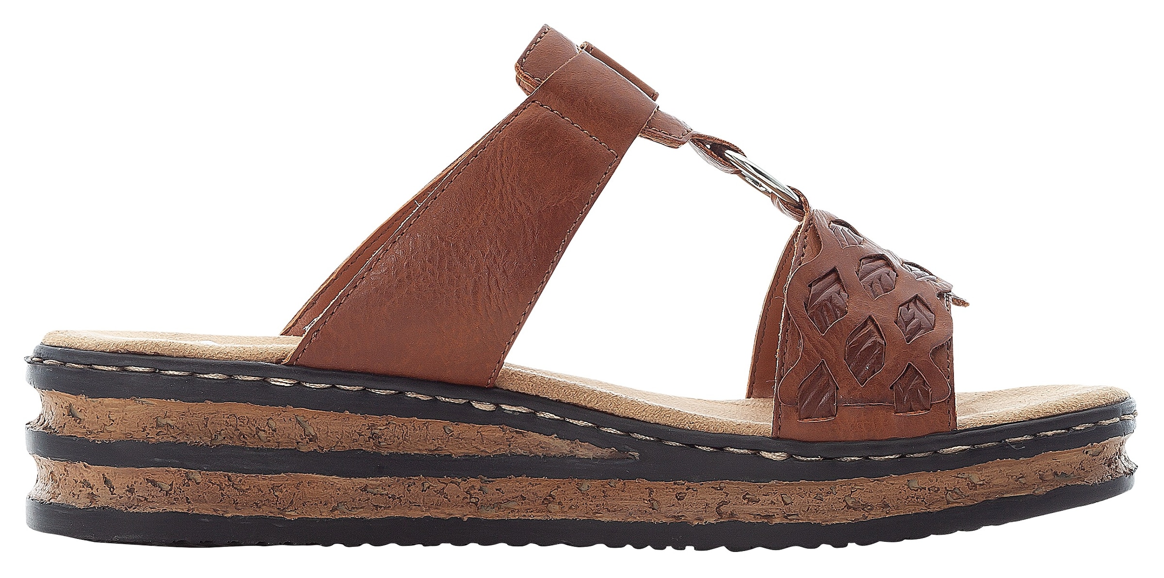 Rieker Pantolette  Keilabsatz, Sommerschuh, Schlappen mit Riemchen in Flechtoptik