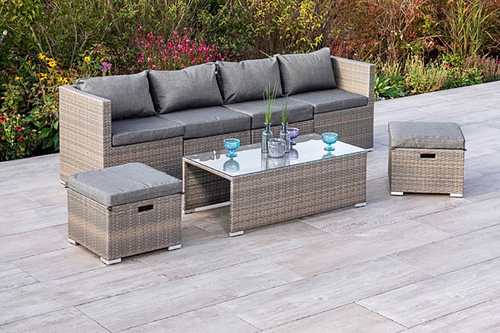MERXX Gartenlounge-Set »Agira«, (6 tlg.), Multifunktions Lounge
