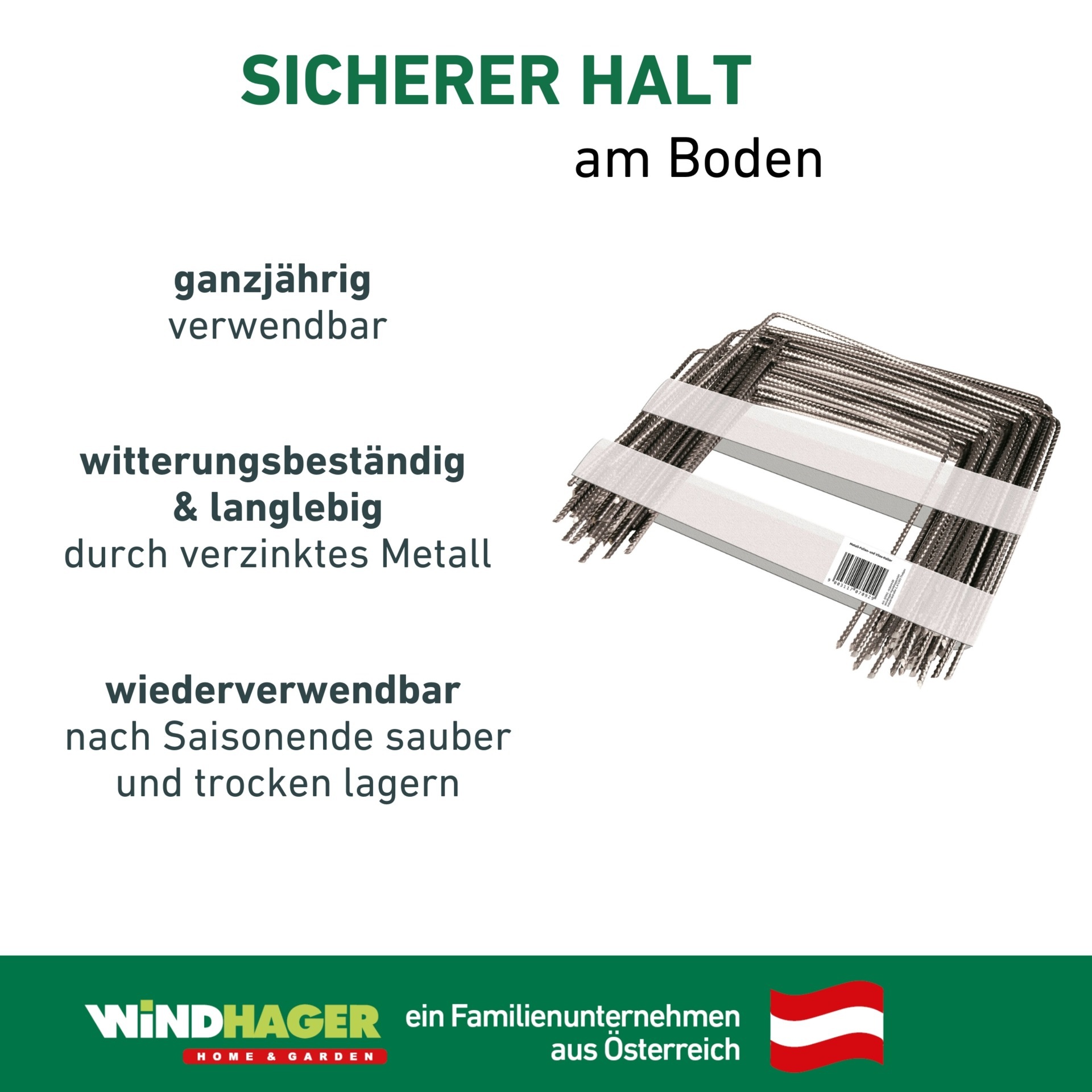 Windhager Bodenanker »Metall-Heringe gerippt« Set, 100 Stk. tlg. zur Befestigung von Vliesen und Folien