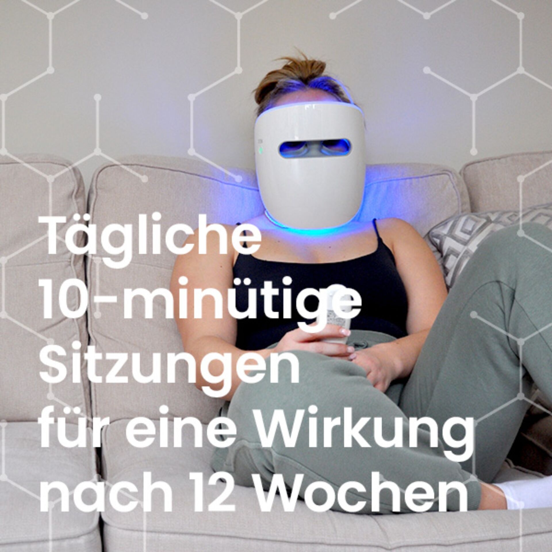 TensCare Gesichtsmassagegerät »Glowmask Gesichtsmakse mit LED«, (5 tlg., LED Maske inkl. Fernbedienung, USB-Ladekabel und Reisetasche), Drei Lichtarten für geziehlte Hautpflege