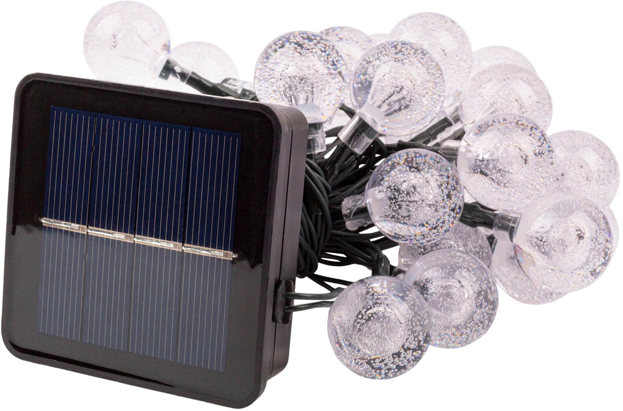 näve LED-Lichterkette »Becul«, 50 St.-flammig, Solar, 50 Leuchtkugeln, 8 Leuchtmodi per Fernbedienung inkl., Timer