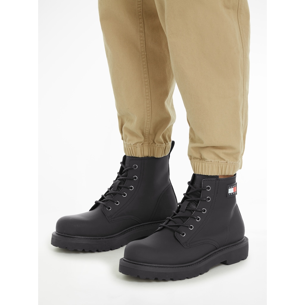 Tommy Jeans Schnürboots »TJM RUBERIZED LACE UP BOOT«, mit seitlicher Logoflagge