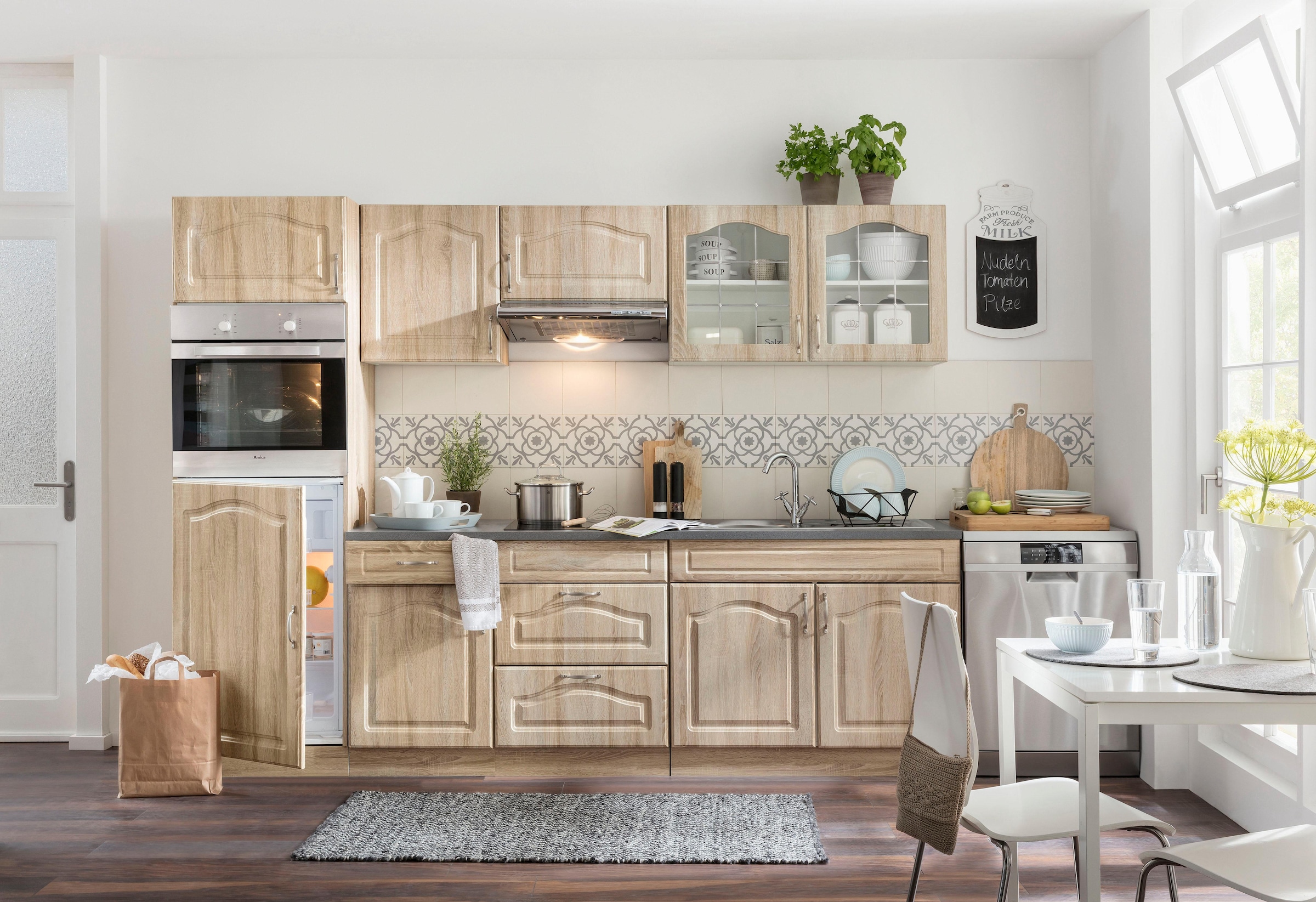 wiho Küchen Spülenschrank »Linz«, 100 cm breit, in Landhaus-Optik