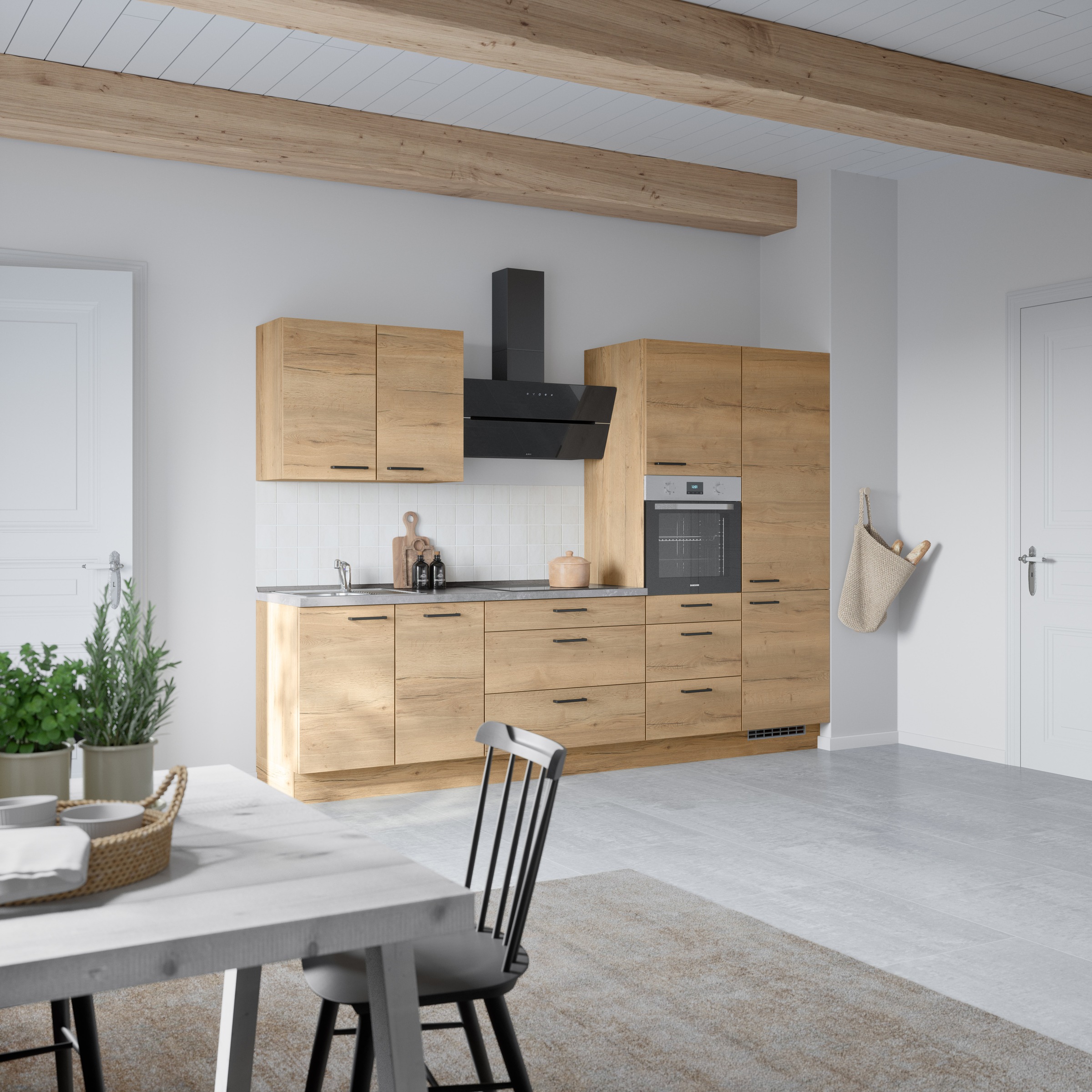 nobilia® Küchenzeile »"Structura II"« vormontiert, Ausrichtung wählbar, Breite 300 cm, wahlw. mit E-Geräten