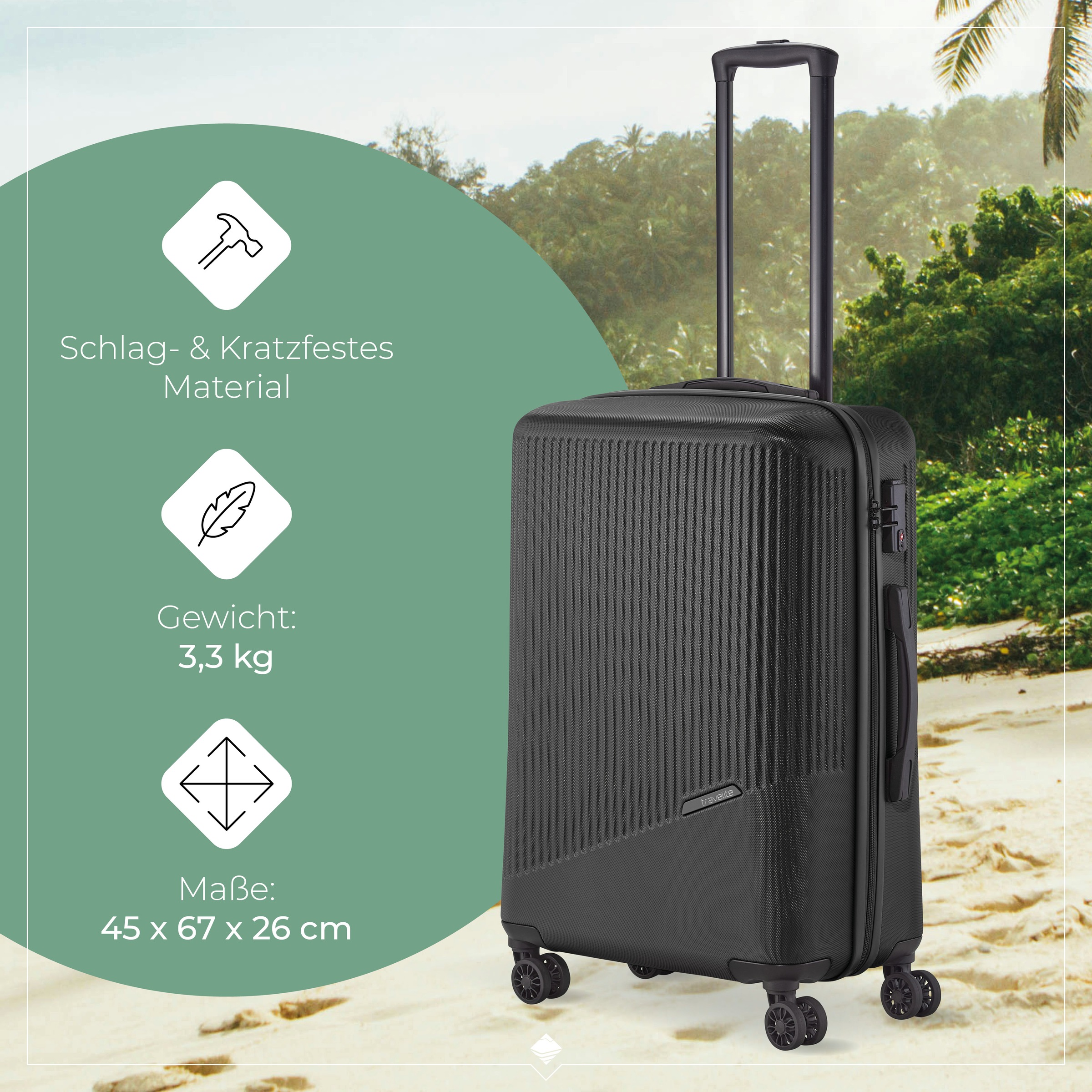 travelite Hartschalen-Trolley »BALI, in verschiedenen Größen und Farben«, 4 Rollen, Hartschallenkoffer Reisegepäck Reisekoffer TSA Schloss