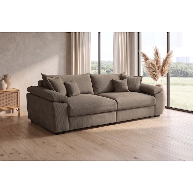 OTTO home »Soft&Cosy XL, B: 246 cm - OTTO. Verlässliche Qualität.« Mega-Sofa, Cord oder Chenille-Struktur, mit Federkern & 4 Zierkissen