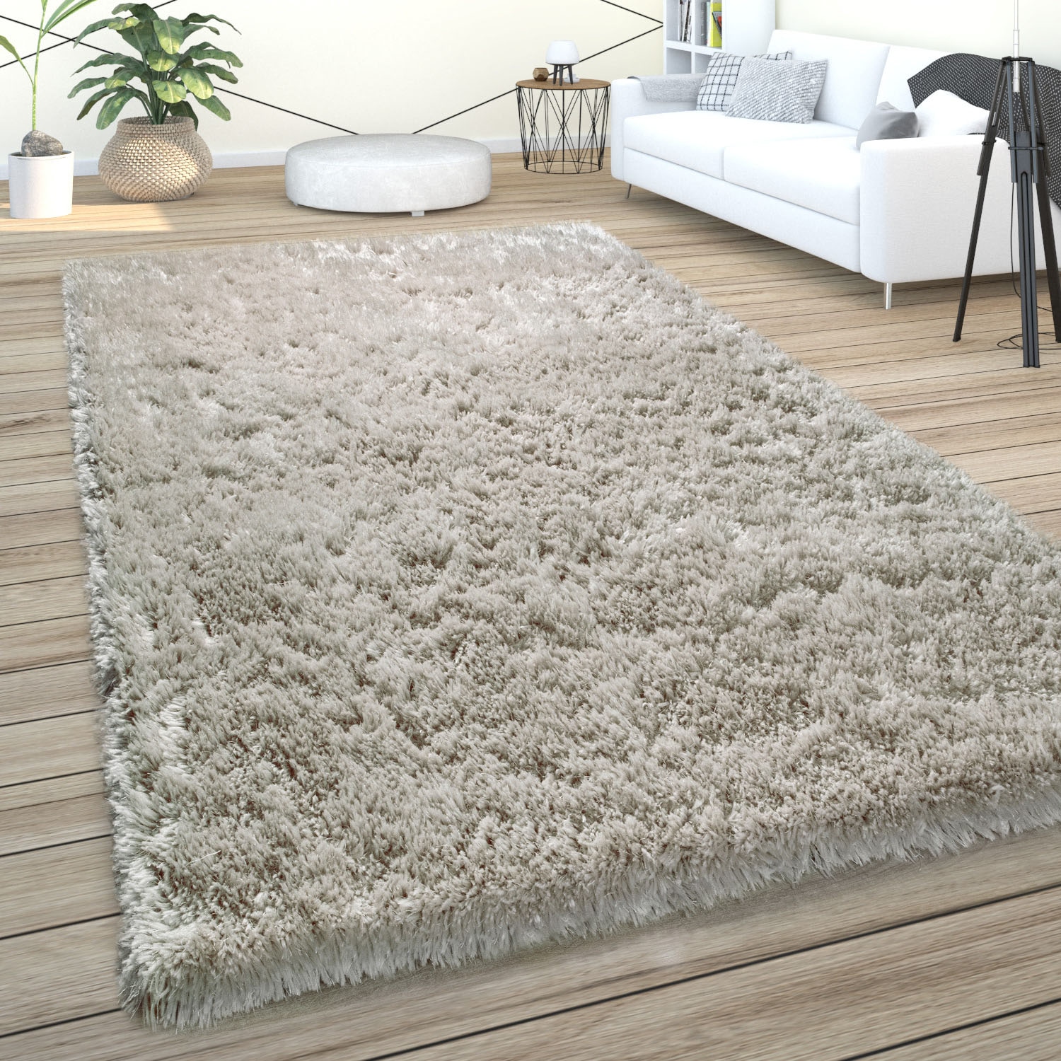 Paco Home Hochflor-Teppich »Akumal 930«, rechteckig, 60 mm Höhe, Shaggy, besonders weich durch Softgarn, Uni-Farben