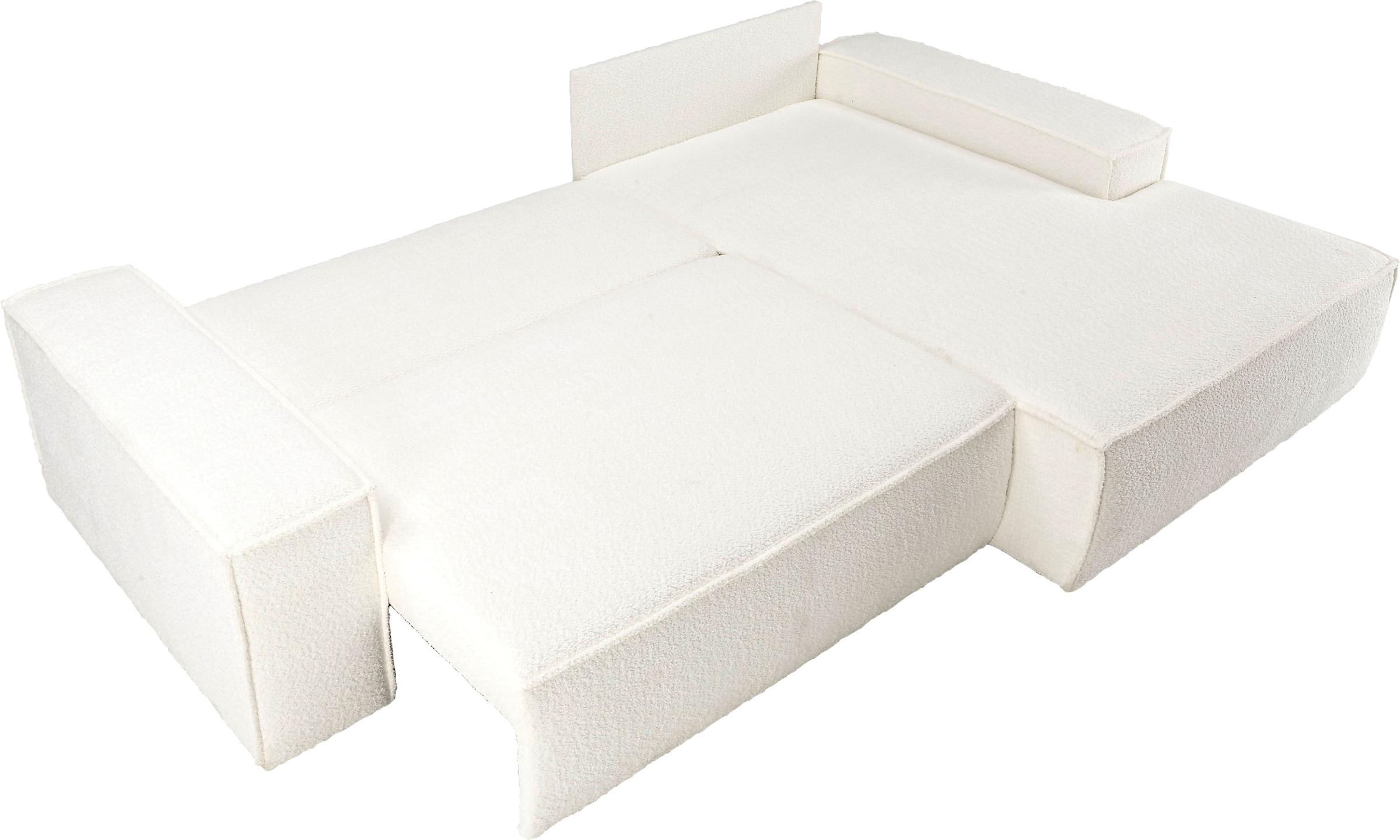 andas Ecksofa »Finnley Schlafsofa 267 cm in Bouclé, Struktur fein u. Cord, L-Form,«, Schlaffunktion m. Bettkasten (136/210 cm), Bouclé, Struktur und Cord