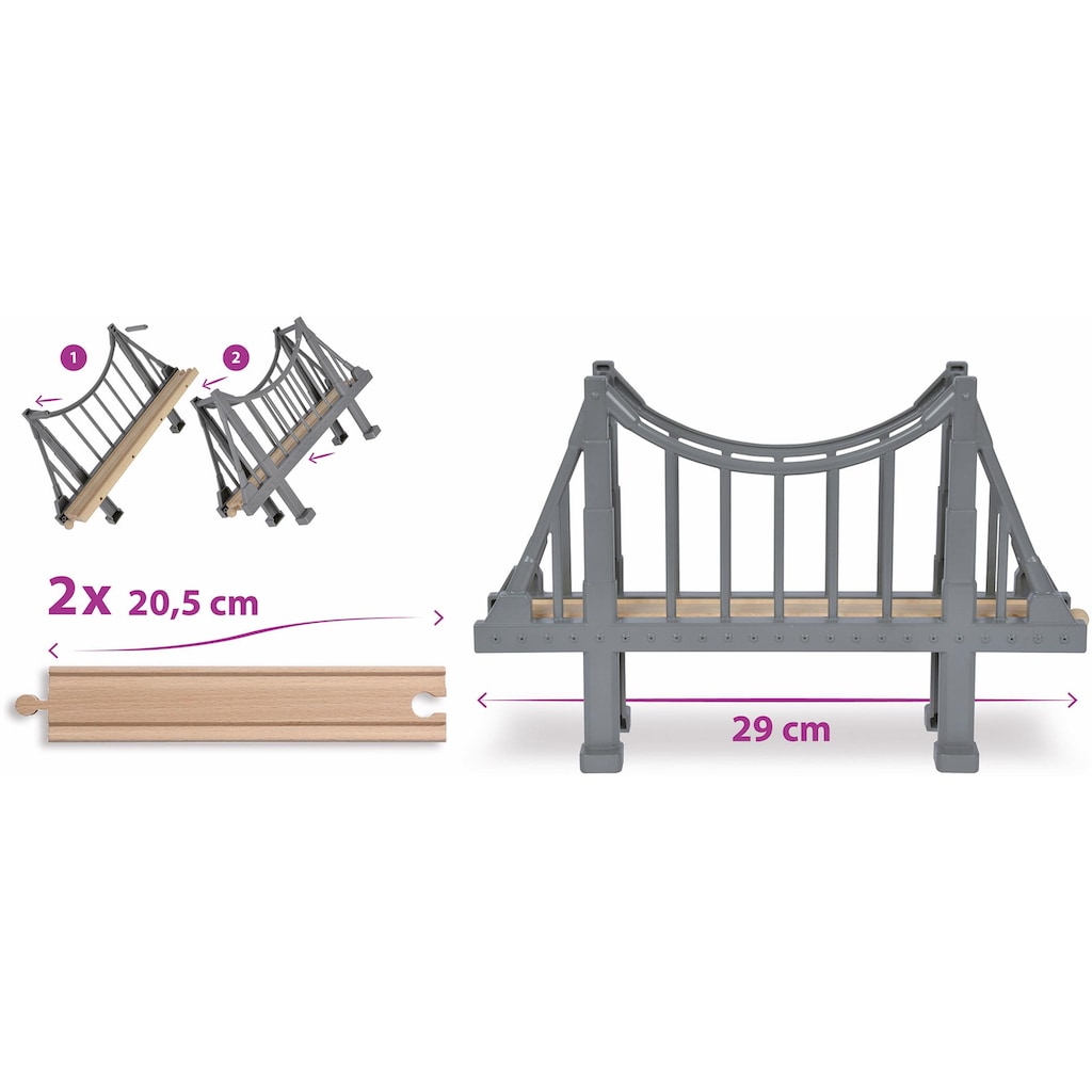 Eichhorn Spielzeugeisenbahn-Brücke »Schienenbahnset Hängebrücke, 3-tlg.«, Made in Europe, FSC®- schützt Wald - weltweit