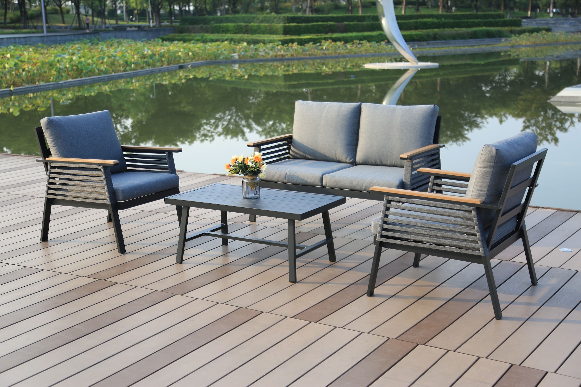 Gartenlounge-Set », Lounge-Gruppe »DENIA««, 2 Sessel, 1 Sofa, Tisch LxB: 55,5x100 cm,...