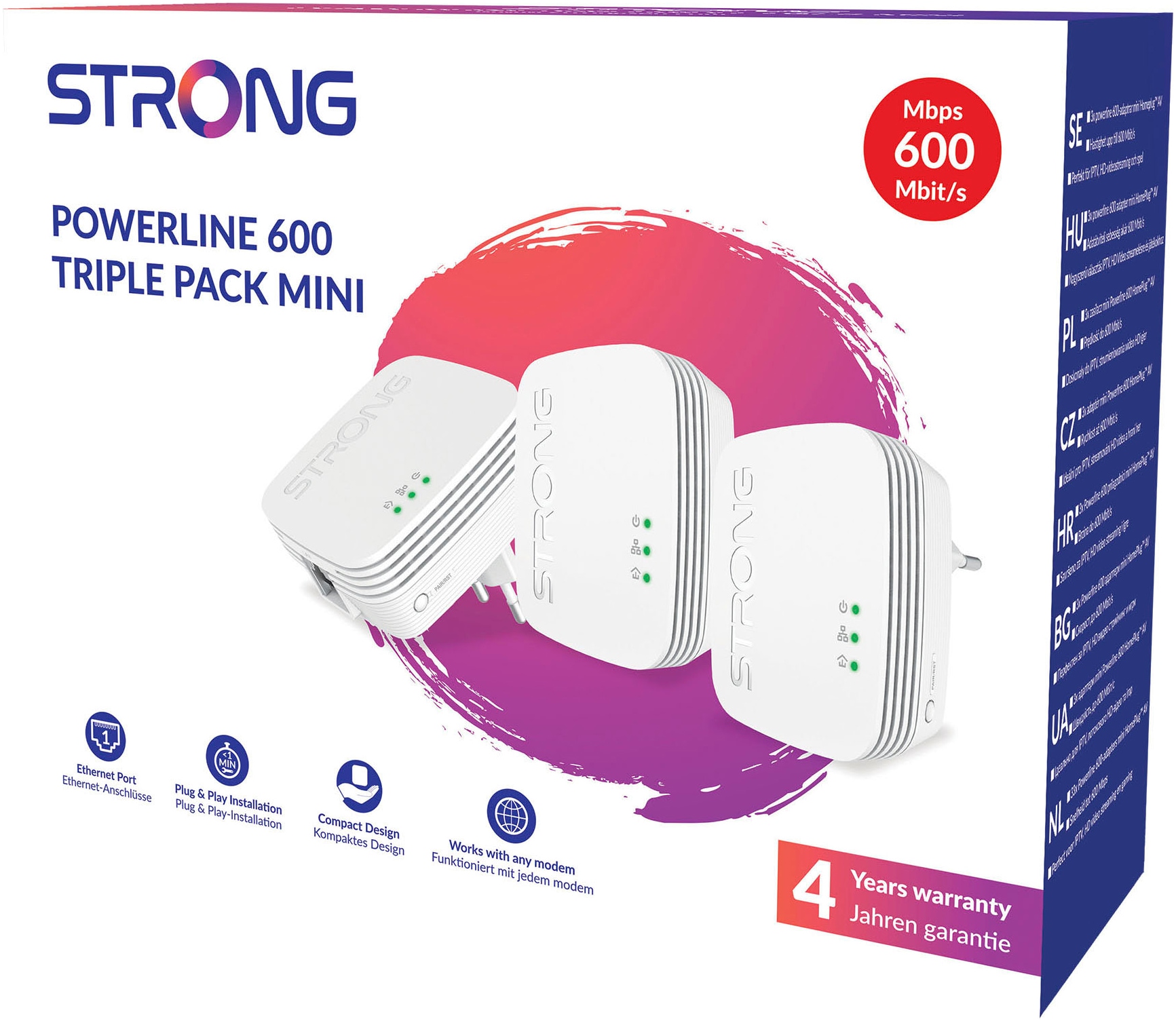Strong Reichweitenverstärker »Powerline MINI, 600 Mbit/s Set (3 Einheiten)«