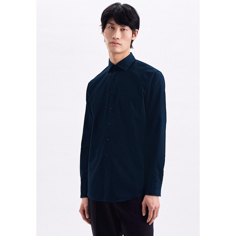 SEIDENSTICKER Businesshemd »Regular« Regular Langarm Kentkragen Uni dunkelblau M39 - normale Ärmellängen normale Ärmellängen M39 Passform: Regular