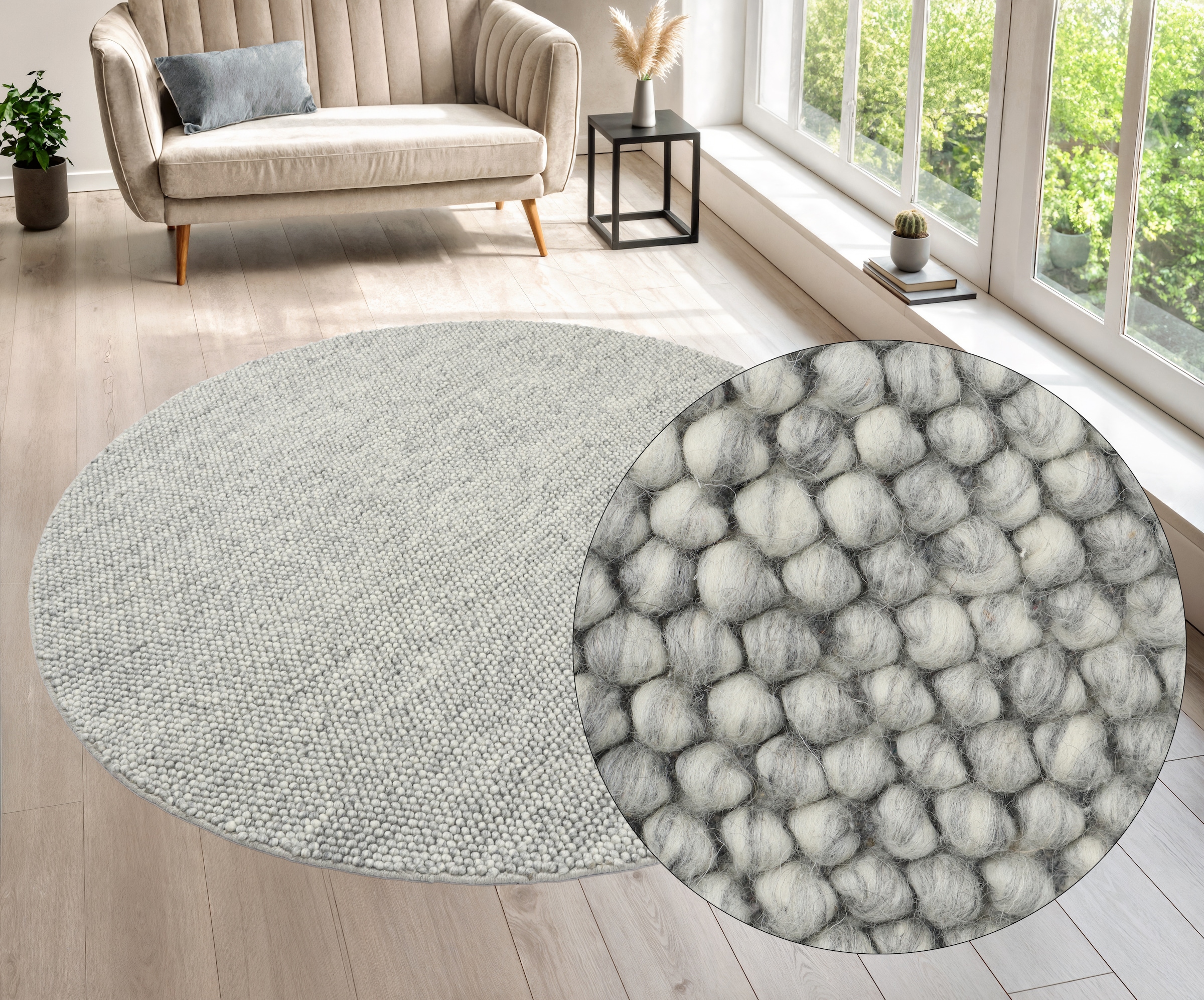 LeGer Home by Lena Gercke Teppich »Ainhoa, handgewebt, Wolle« rund 12 mm Höhe Teppich, Wohnzimmer, Schlafzimmer, Esszimmer