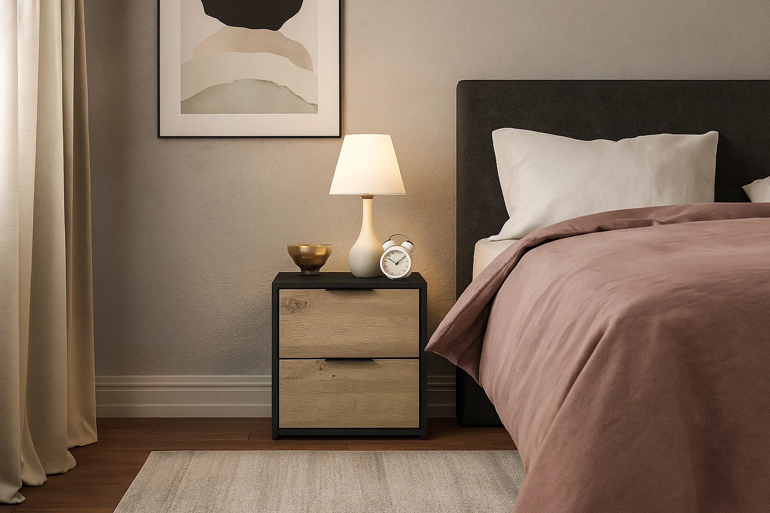 Home affaire Nachttisch »PERY Nachtkommode mit 2 Schubladen, Set 2 Stücke« Set,  Set, 2 St., zwei Stücke, Nachtschränke, Maße B/T/H: 44,2/35/45,9 cm