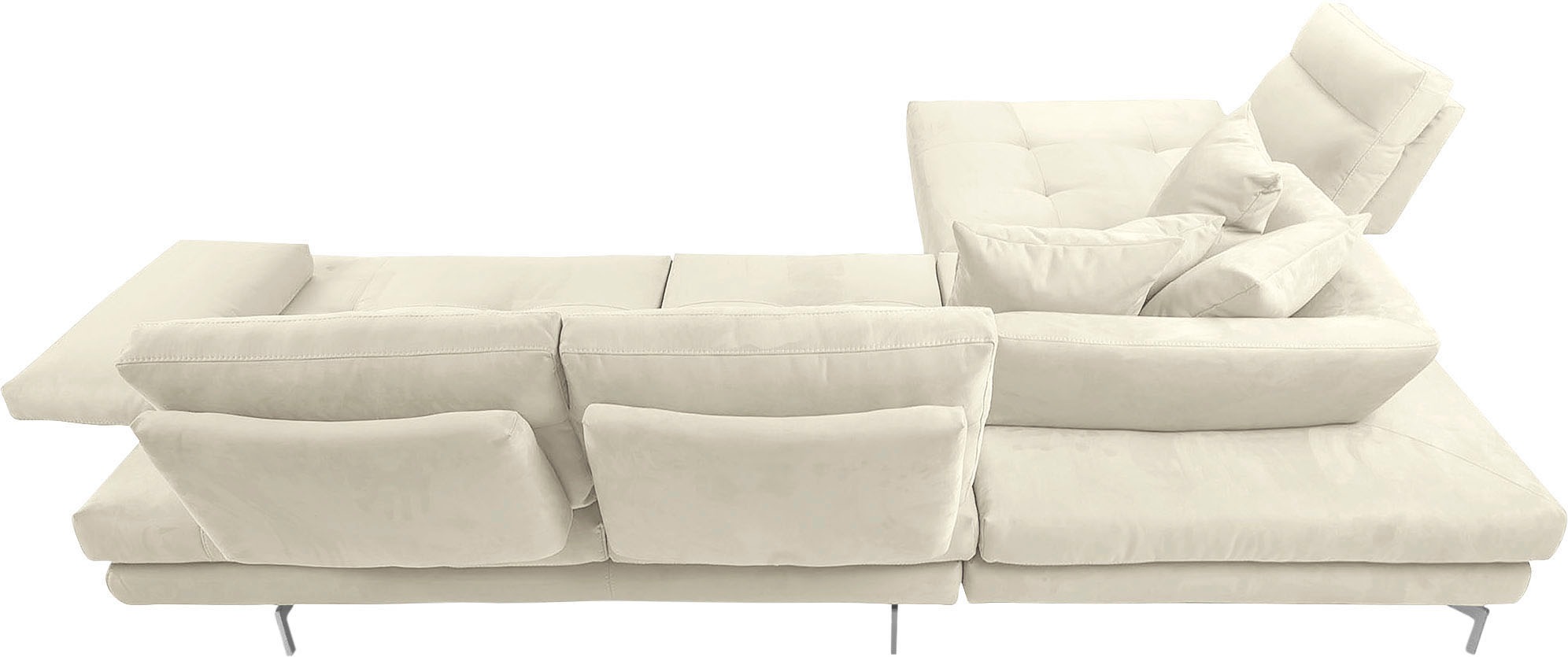 CALIA ITALIA Ecksofa »Toby Wing, L-Form, Designsofa mit sensationellem Sitzkomfort«, Sitztiefenverstell.,wahlw. mit Kissen-Set, Füße chrom glänzend