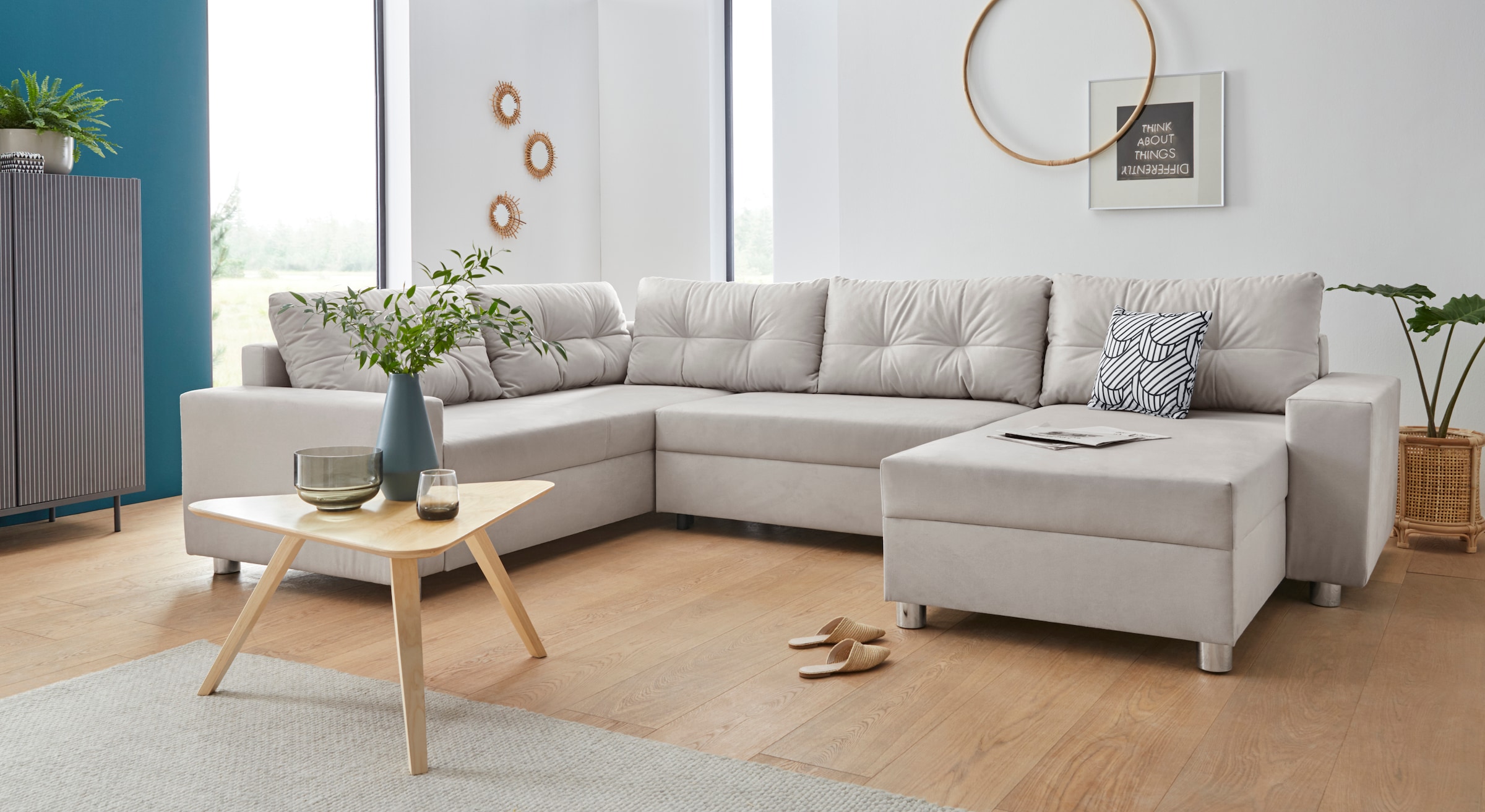 COLLECTION AB Wohnlandschaft »Paris U-Form«, inklusive Federkern, wahlweise mit Bettfunktion und Bettkasten
