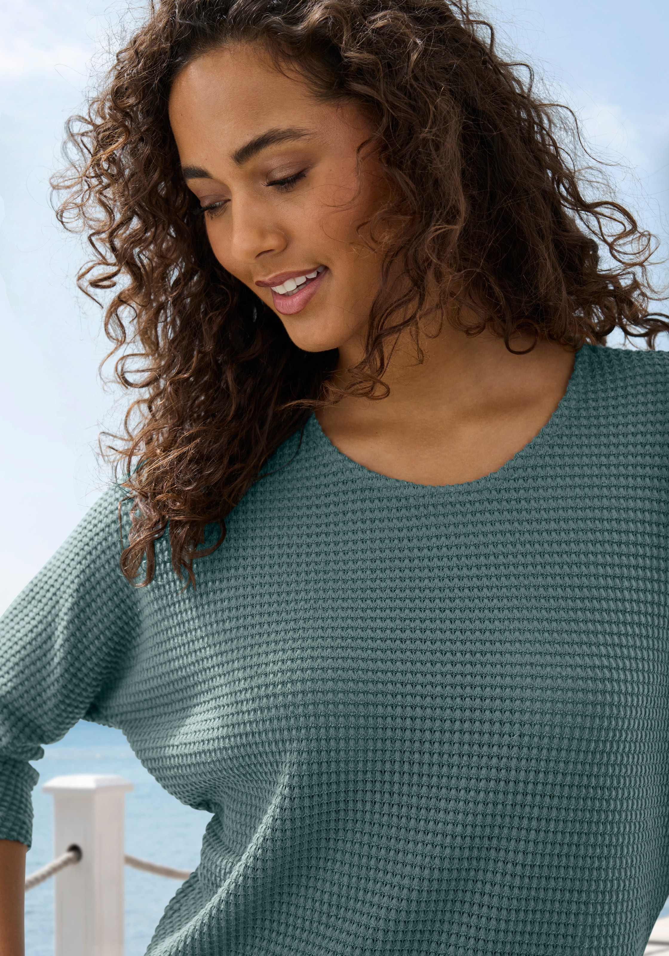 Vivance 3/4-Arm-Shirt »aus bügelfreiem Waffelstrick«, aus bügelfreier Strickqualität