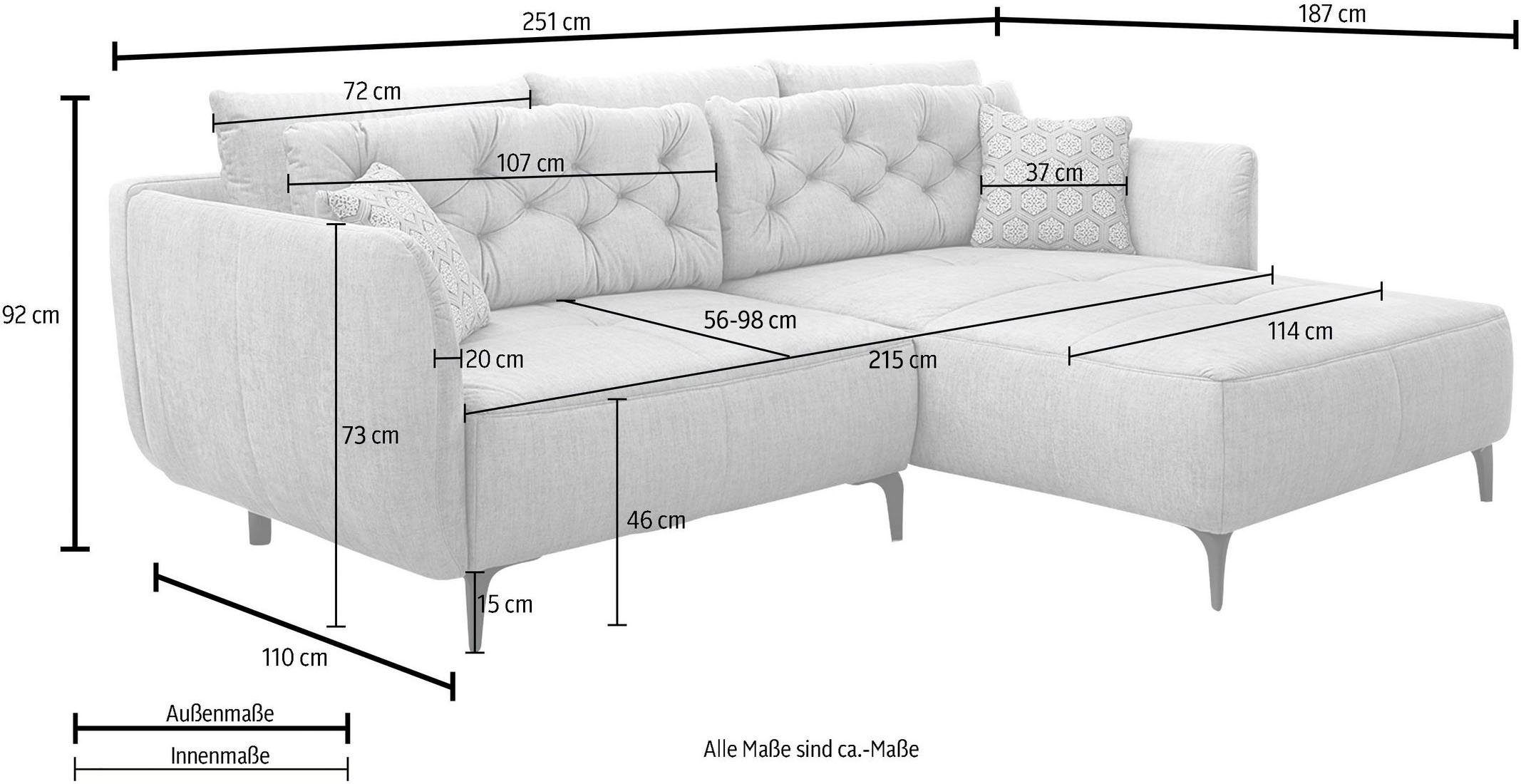 Jockenhöfer Gruppe Ecksofa Salo, im Retrolook, mit 5 Rücken-/Zierkissen