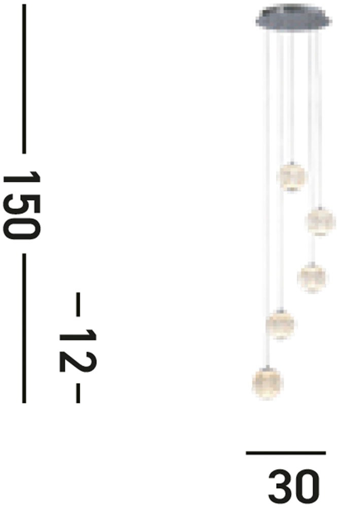 Searchlight LED-Hängeleuchte »Hängeleuchte Allure, 5-flammig«, 5 flammig, Leuchtmittel LED-Modul | LED fest integriert, Eiskugel-Optik