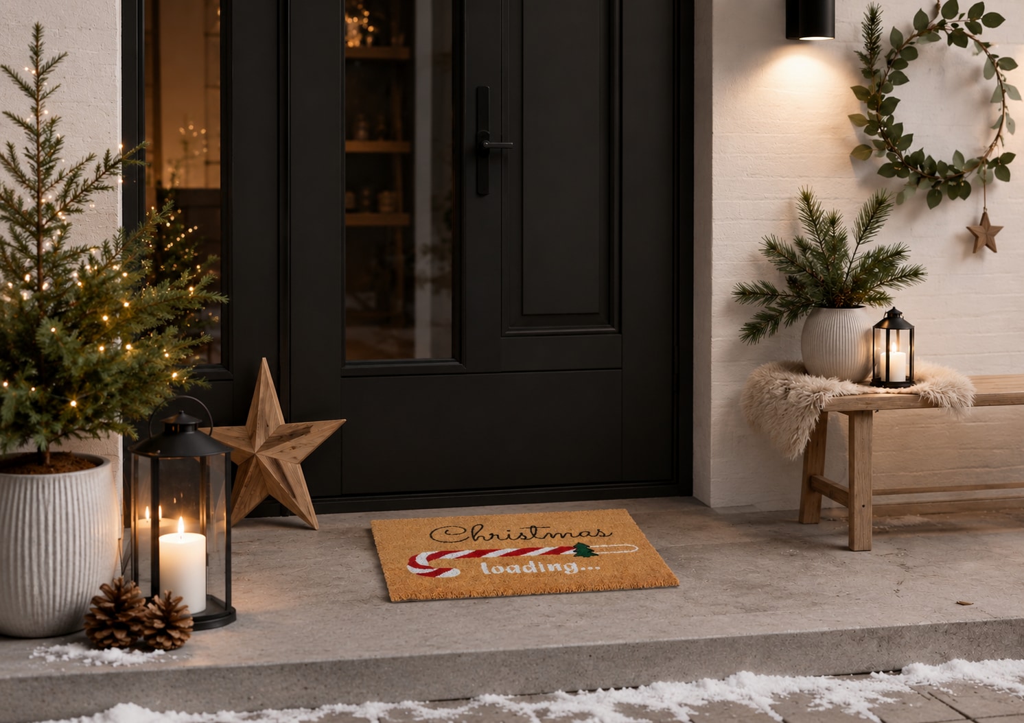 ASTRA Fußmatte »Kokosvelours bedruckt ca.40x60cm D.026 Xmas loadin« rechteckig 1,4 mm Höhe Natürliches Material